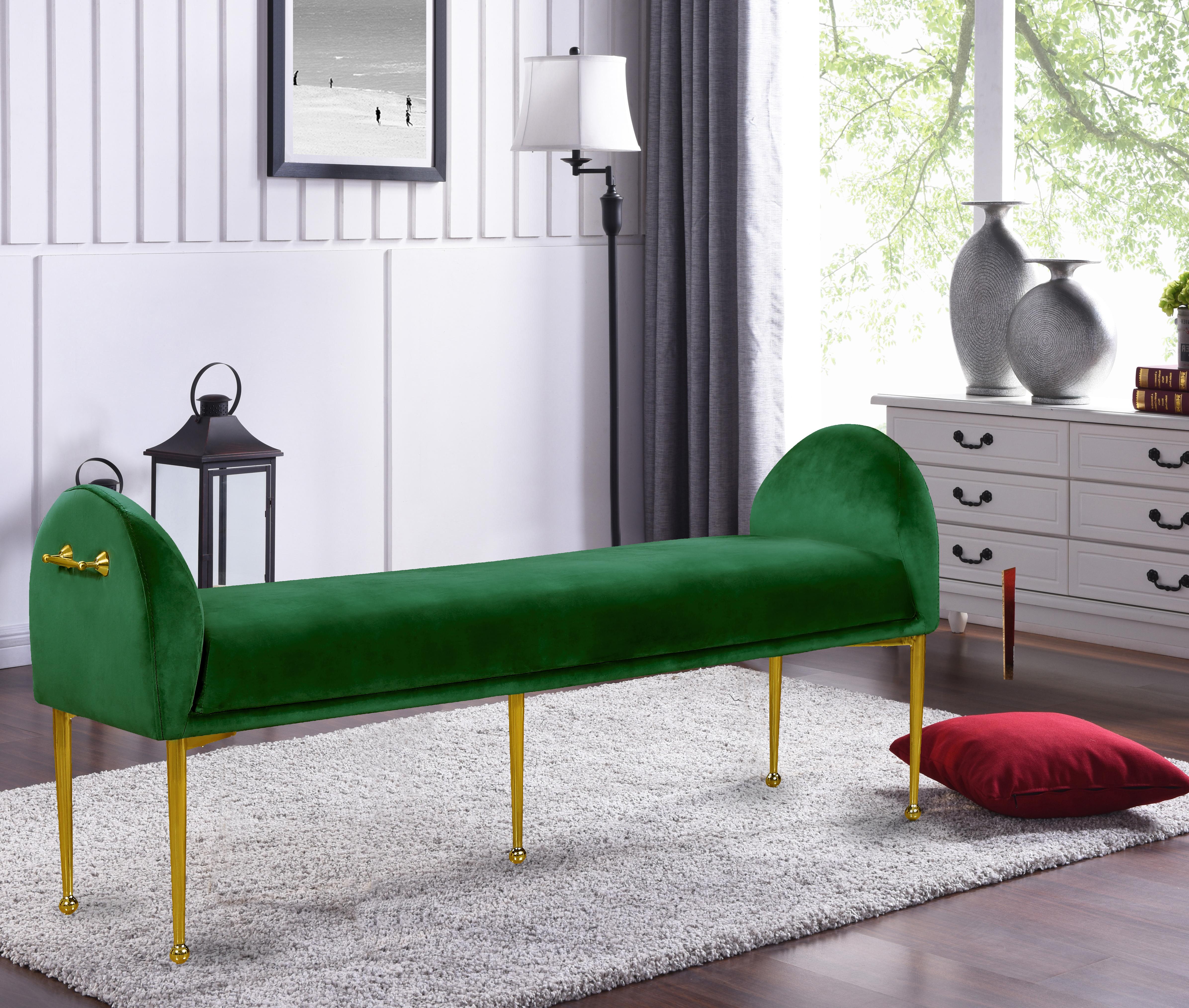 Owen Green Velvet Bench - Luxury Home Furniture (MI)