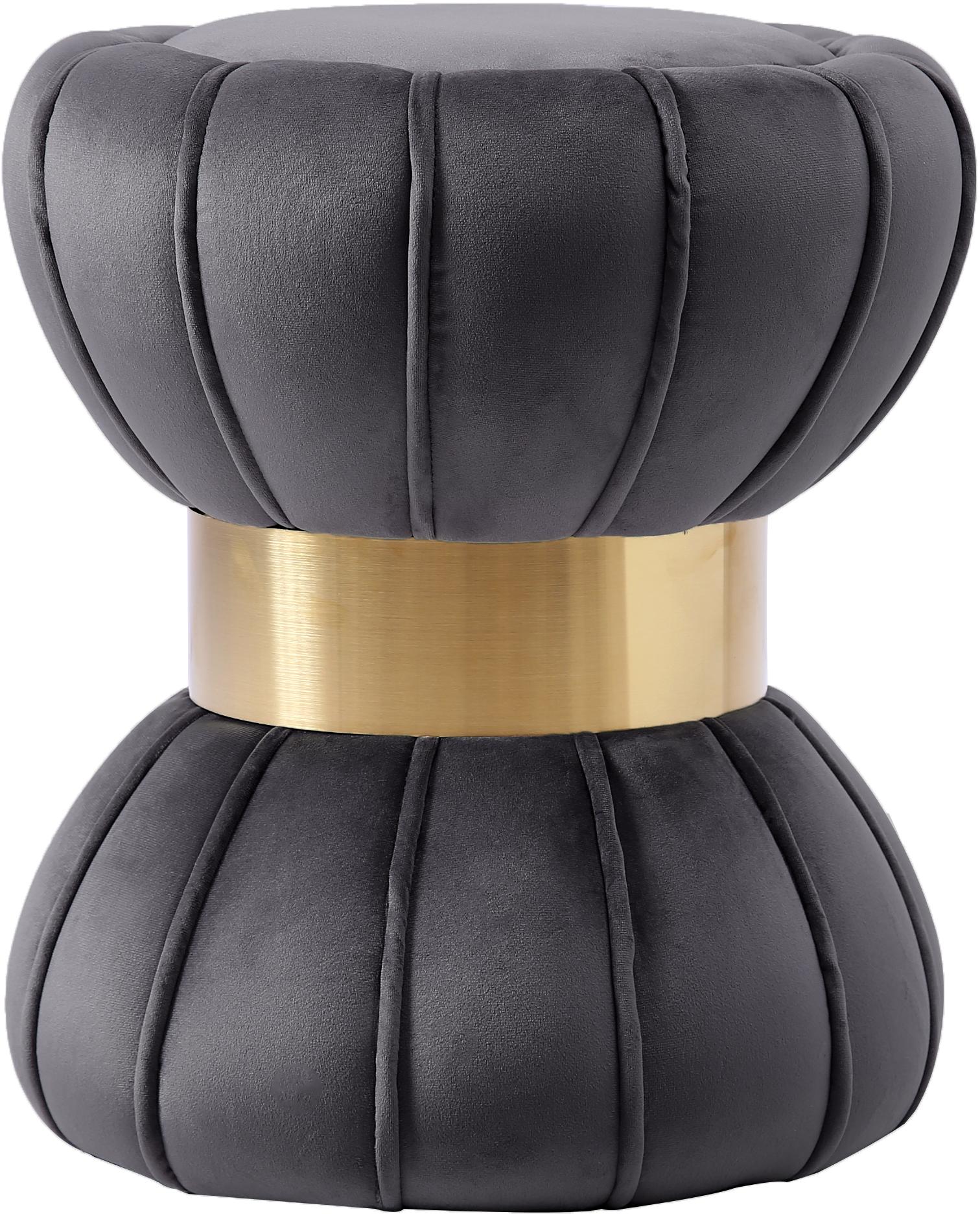 Vino Grey Velvet Ottoman/Stool - Luxury Home Furniture (MI)