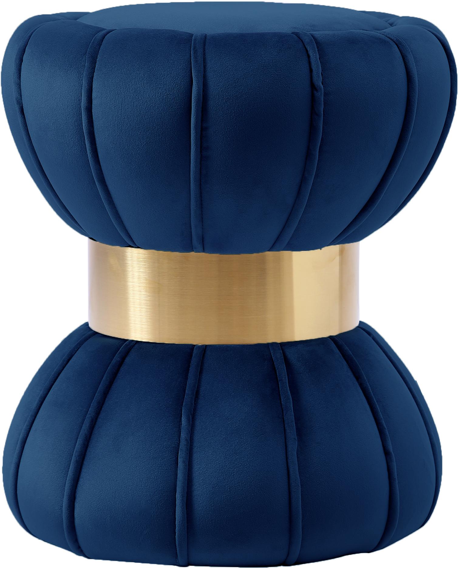 Vino Navy Velvet Ottoman/Stool - Luxury Home Furniture (MI)