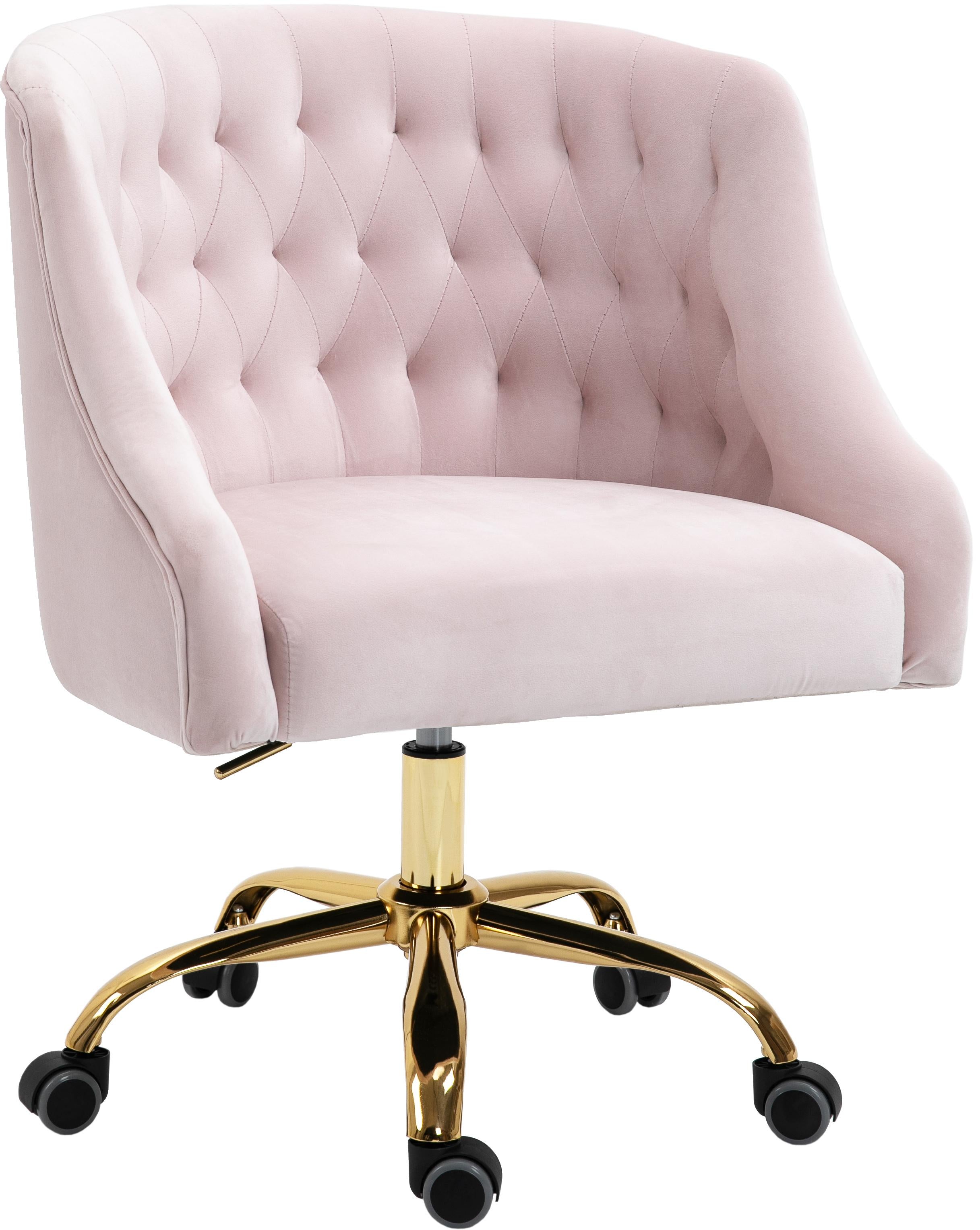 Arden Pink Velvet Office Chair - Luxury Home Furniture (MI)