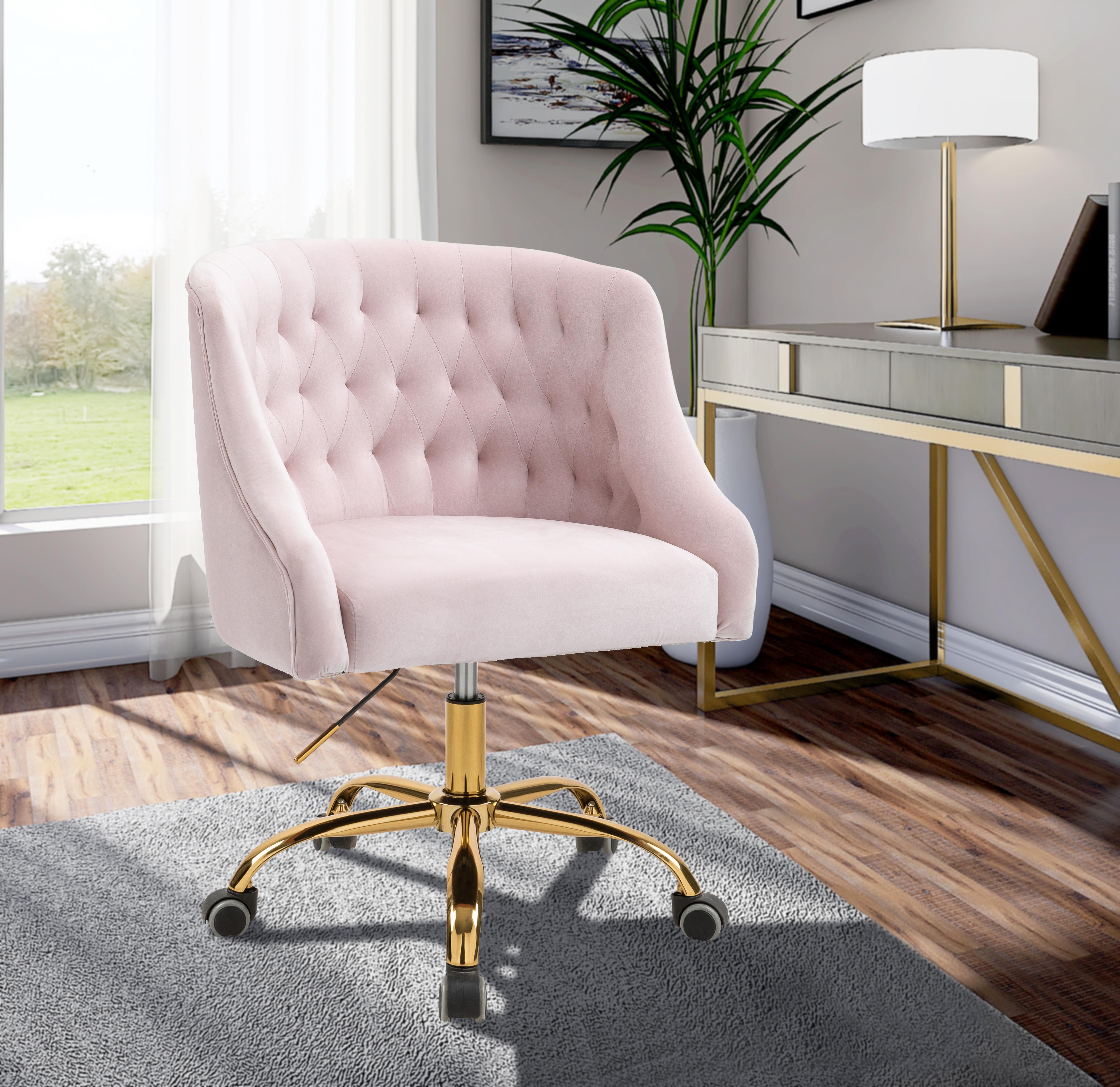 Arden Pink Velvet Office Chair - Luxury Home Furniture (MI)