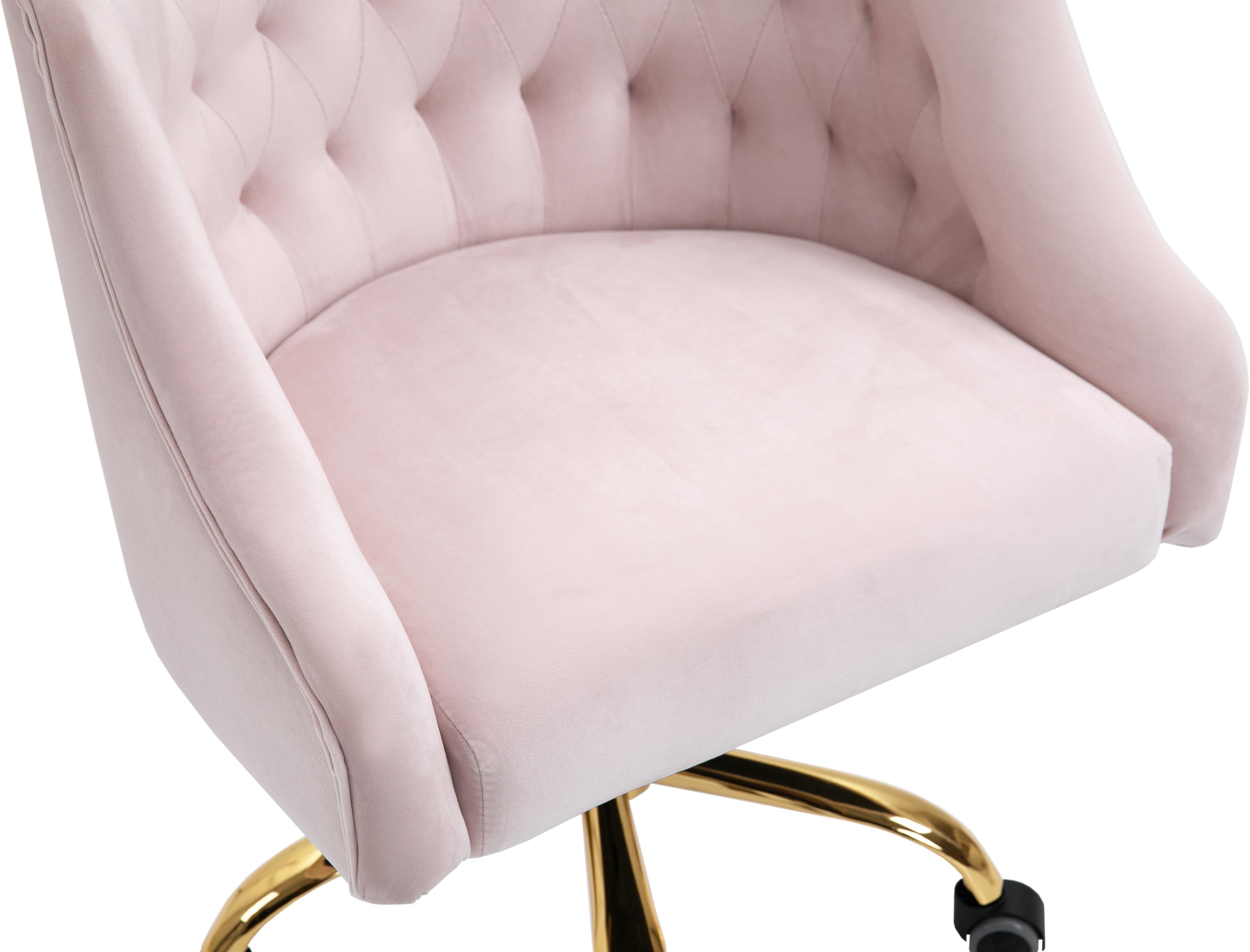 Arden Pink Velvet Office Chair - Luxury Home Furniture (MI)