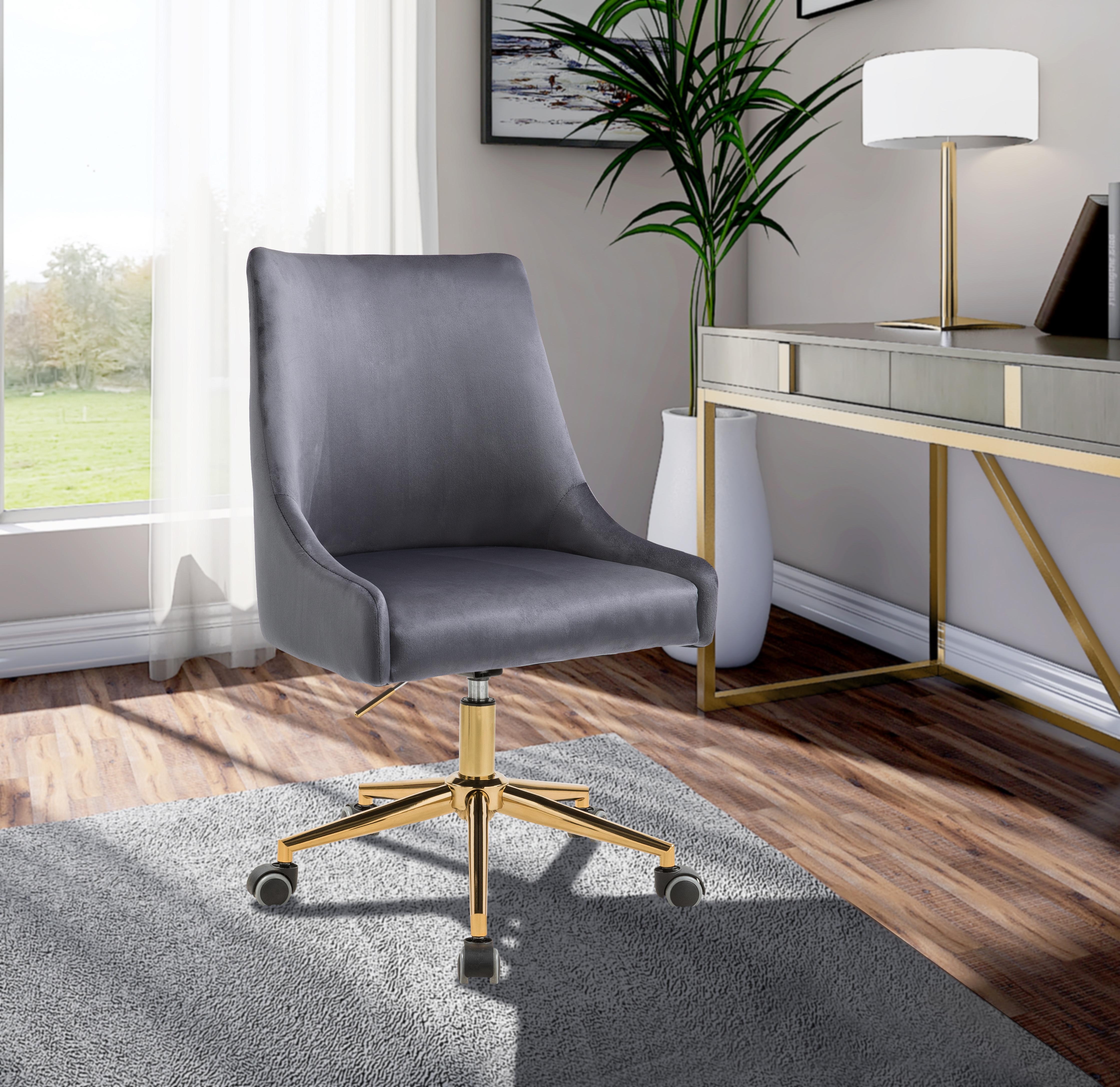 Karina Grey Velvet Office Chair - Luxury Home Furniture (MI)