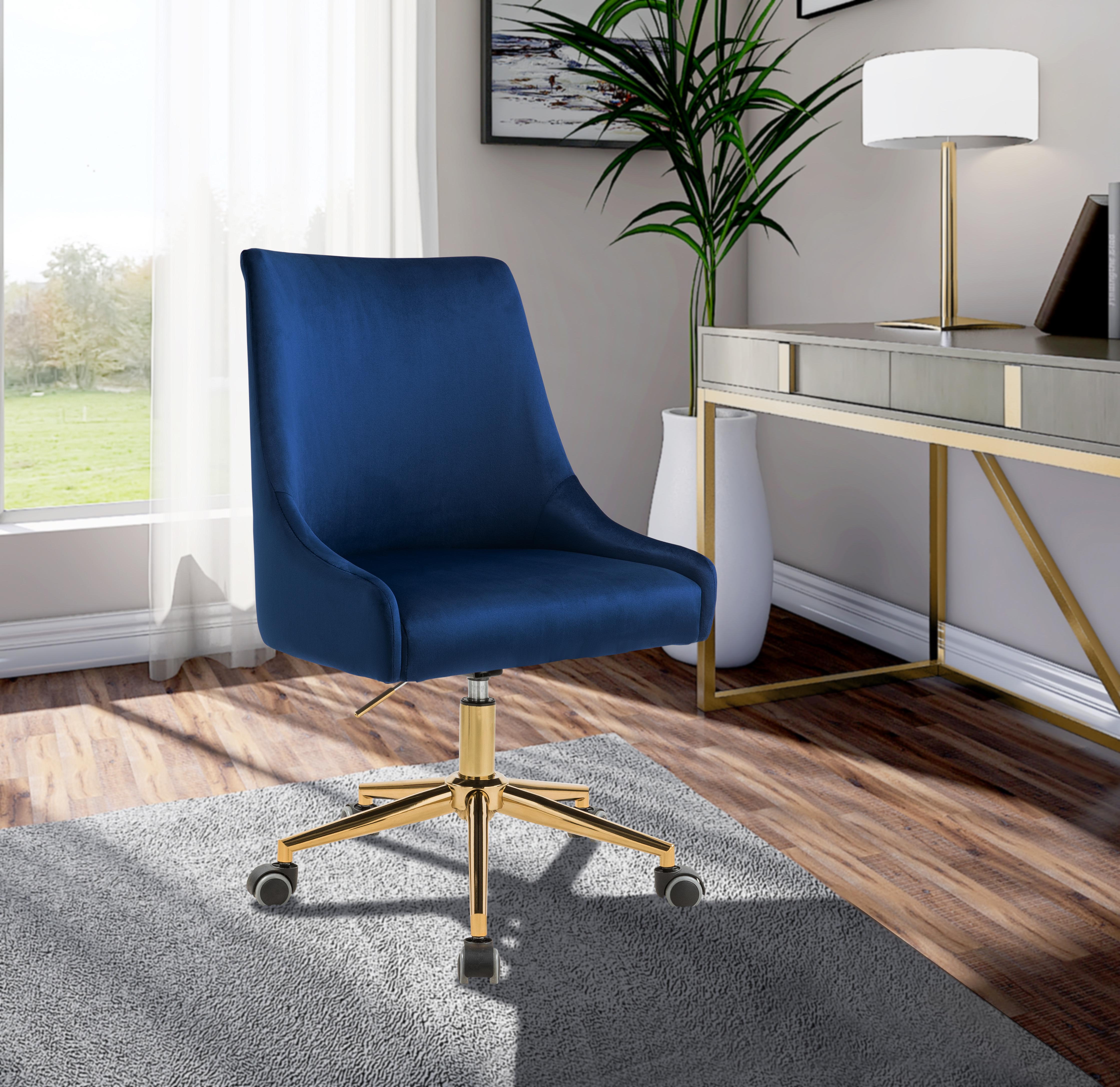 Karina Navy Velvet Office Chair - Luxury Home Furniture (MI)