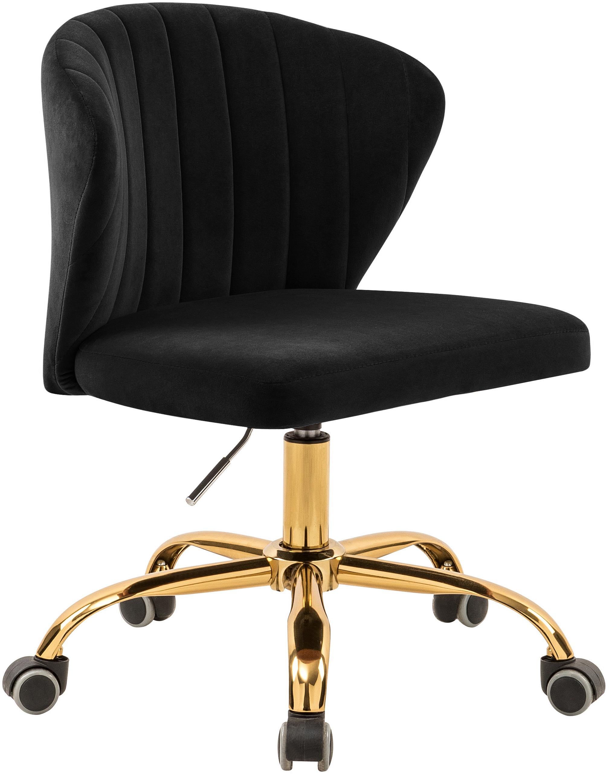 Finley Black Velvet Office Chair - Luxury Home Furniture (MI)