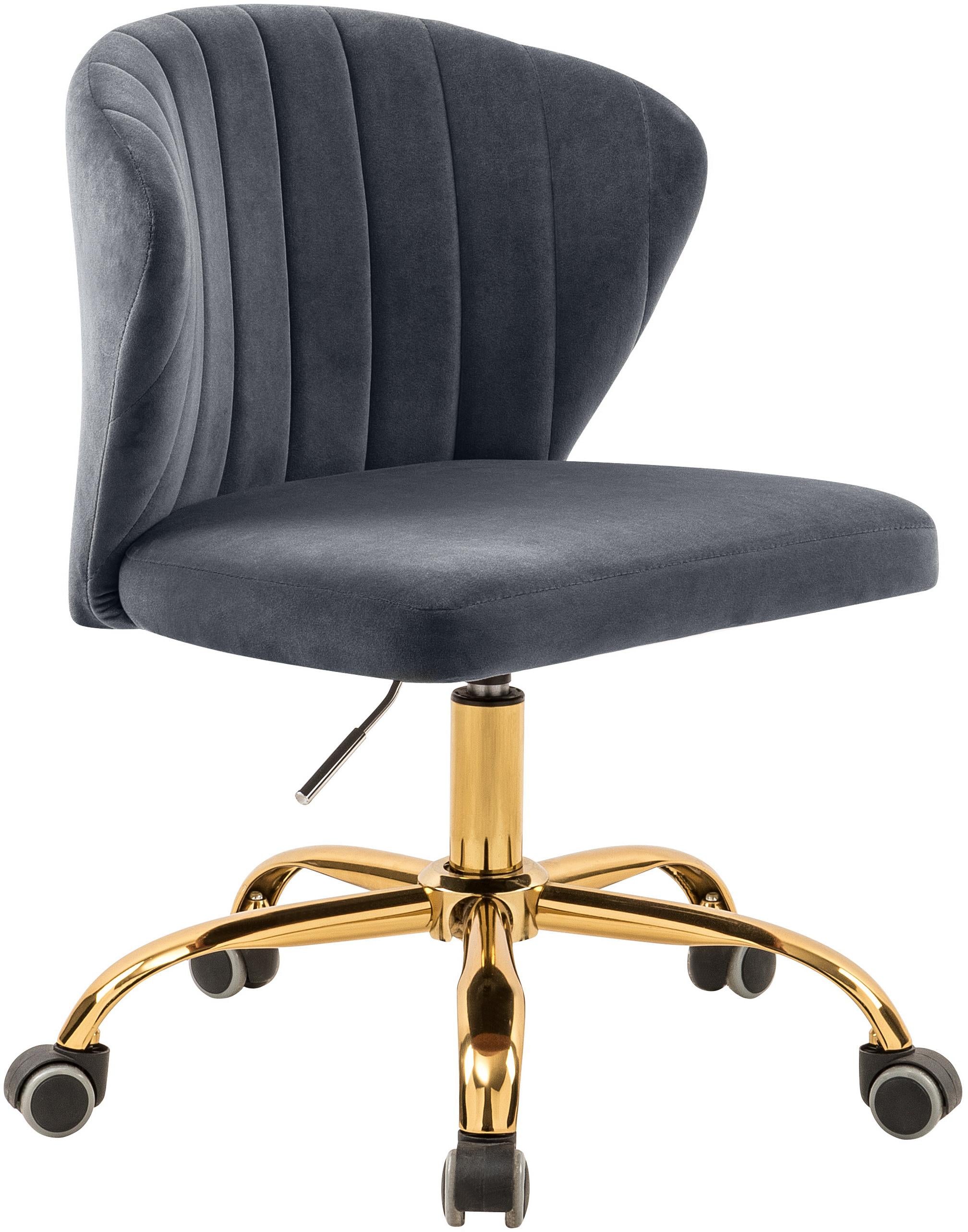Finley Grey Velvet Office Chair - Luxury Home Furniture (MI)