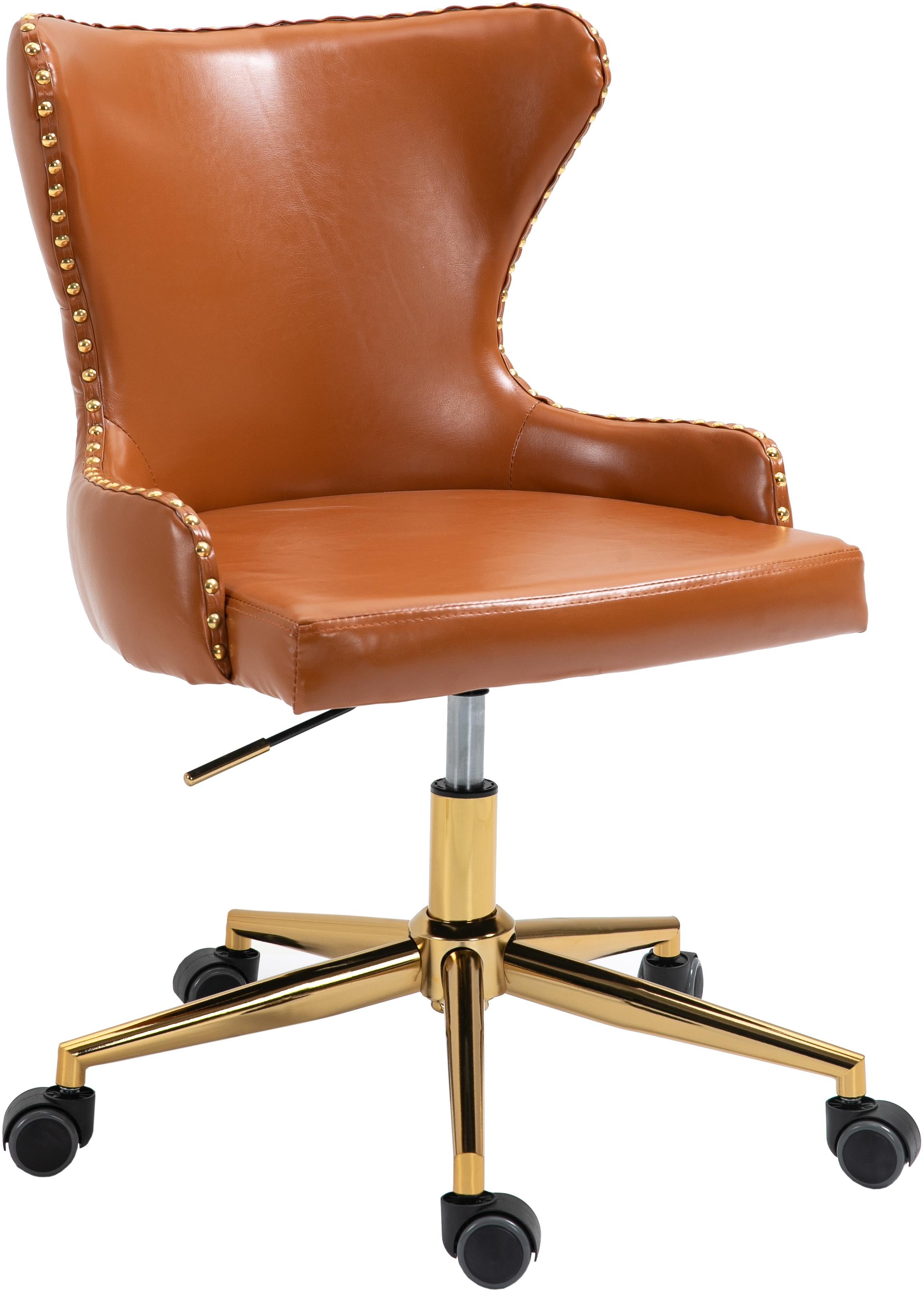 Hendrix Cognac Faux Leather Office Chair - Luxury Home Furniture (MI)