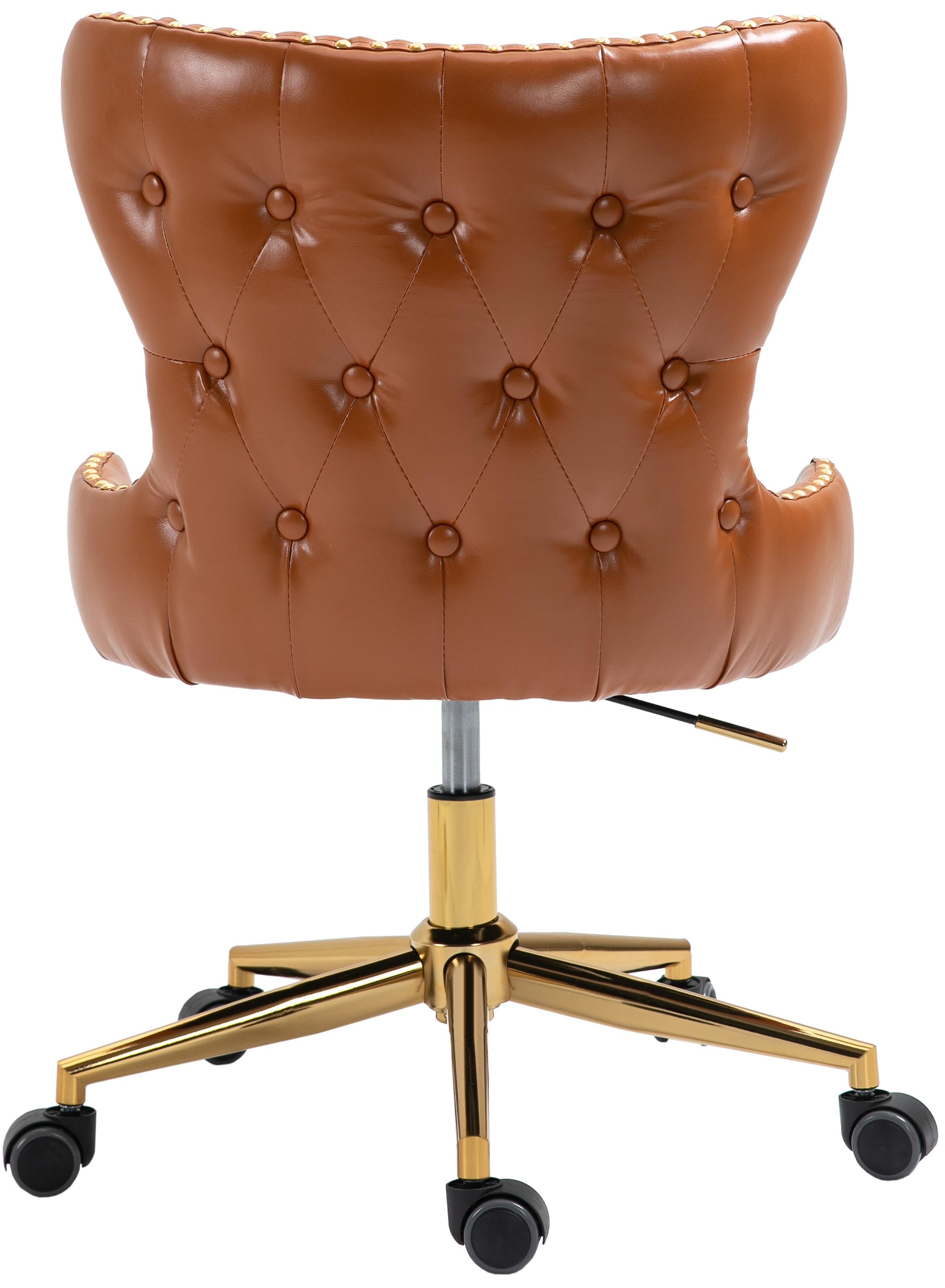 Hendrix Cognac Faux Leather Office Chair - Luxury Home Furniture (MI)