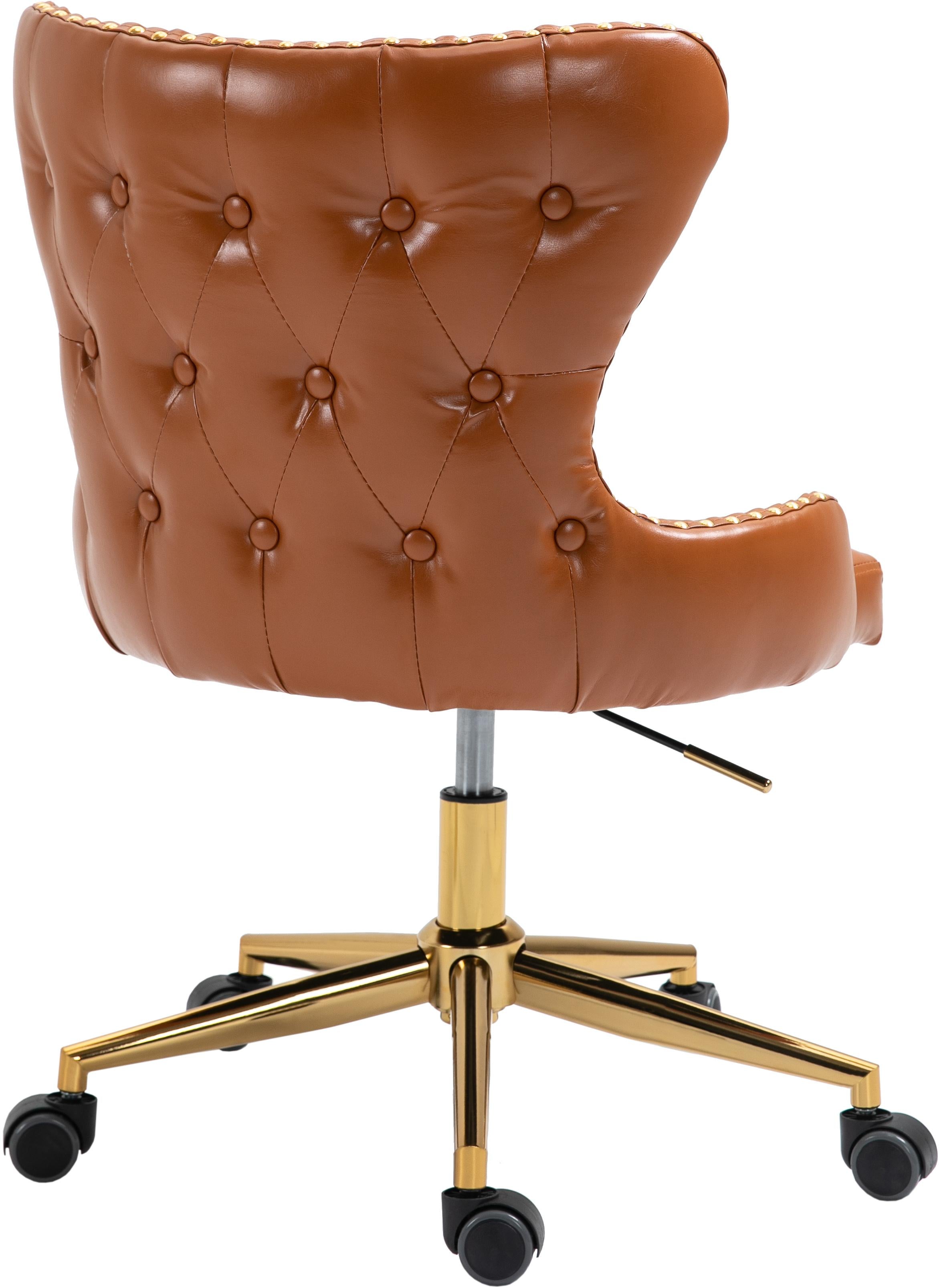 Hendrix Cognac Faux Leather Office Chair - Luxury Home Furniture (MI)