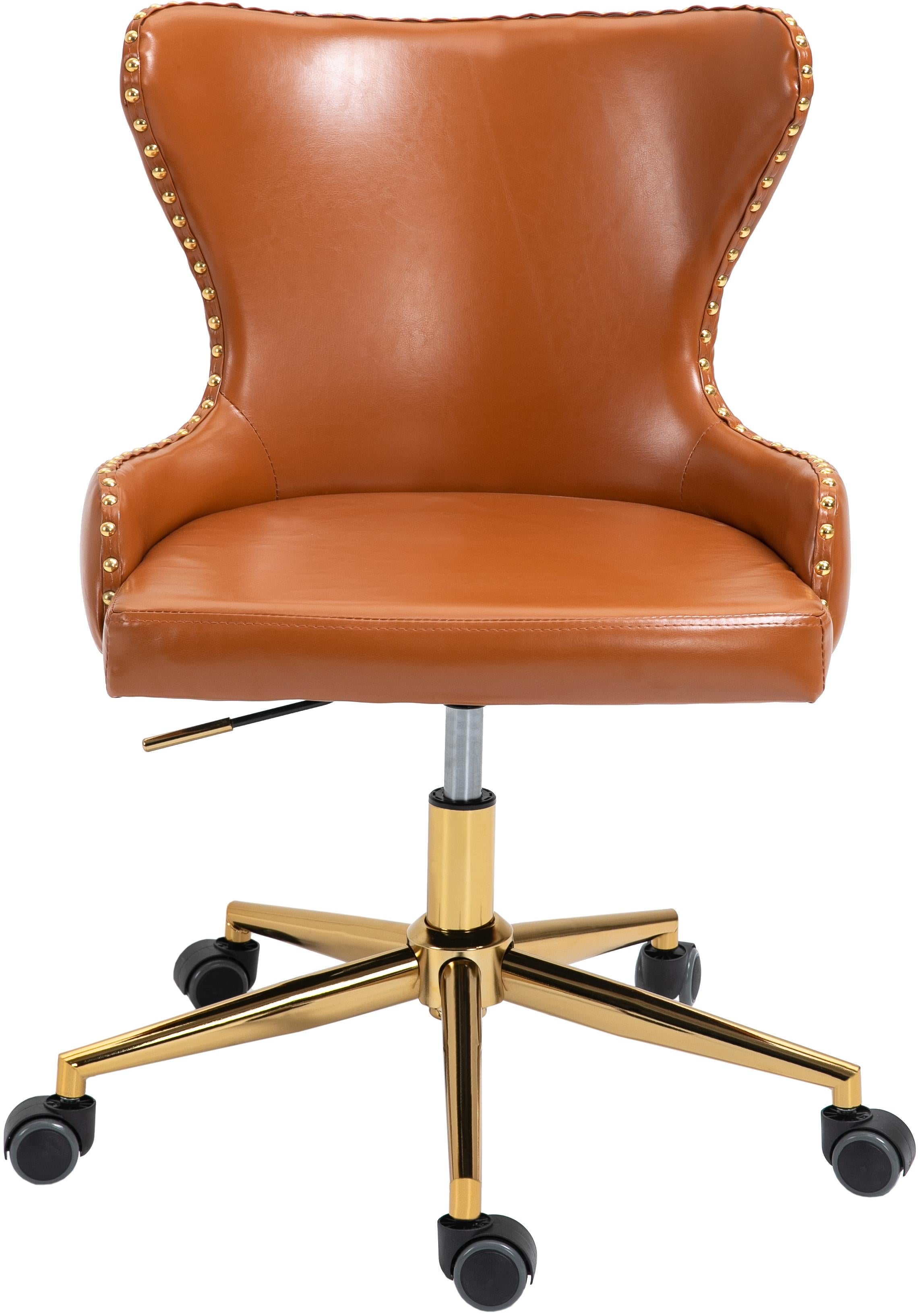 Hendrix Cognac Faux Leather Office Chair - Luxury Home Furniture (MI)