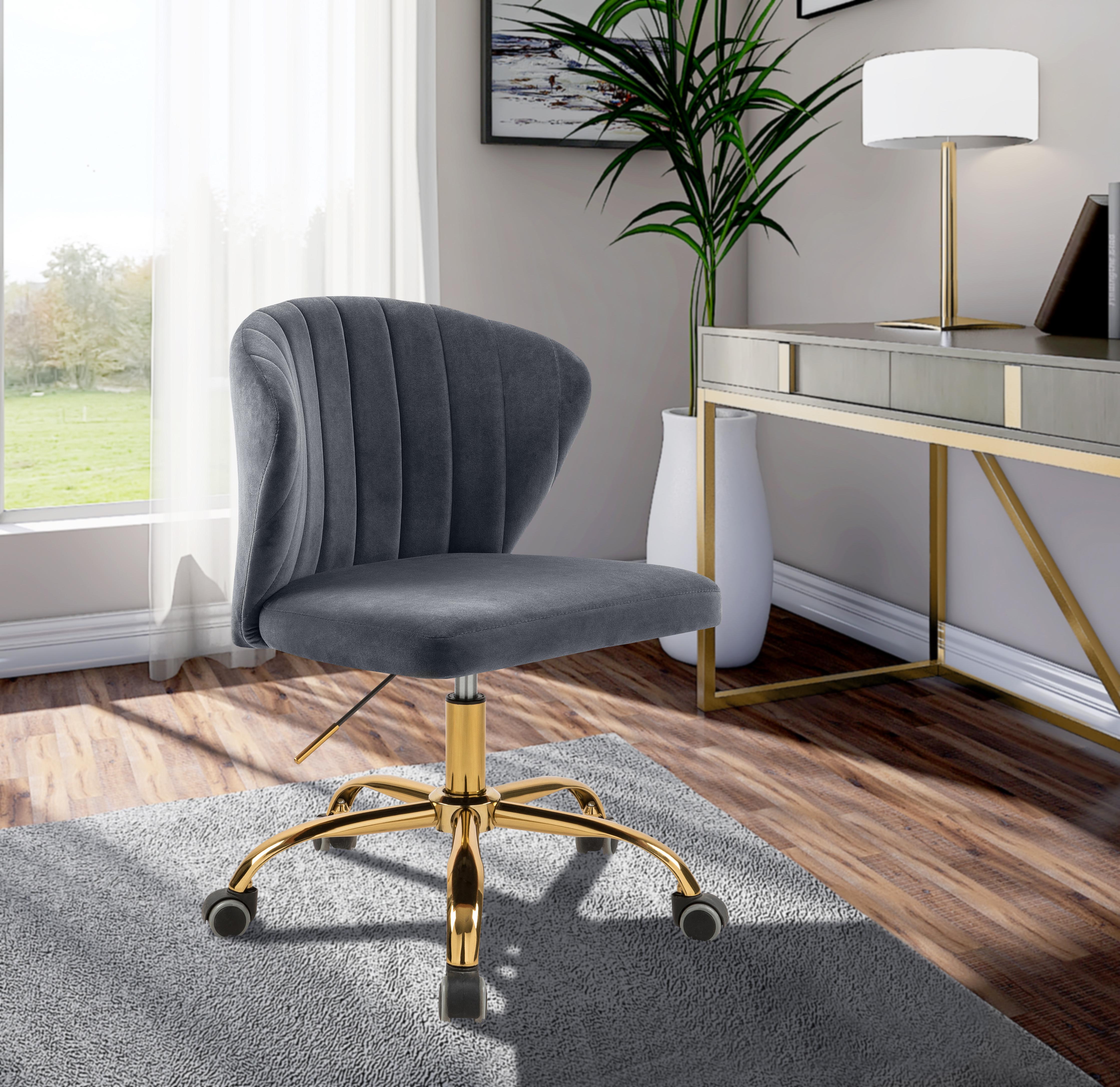 Finley Grey Velvet Office Chair - Luxury Home Furniture (MI)