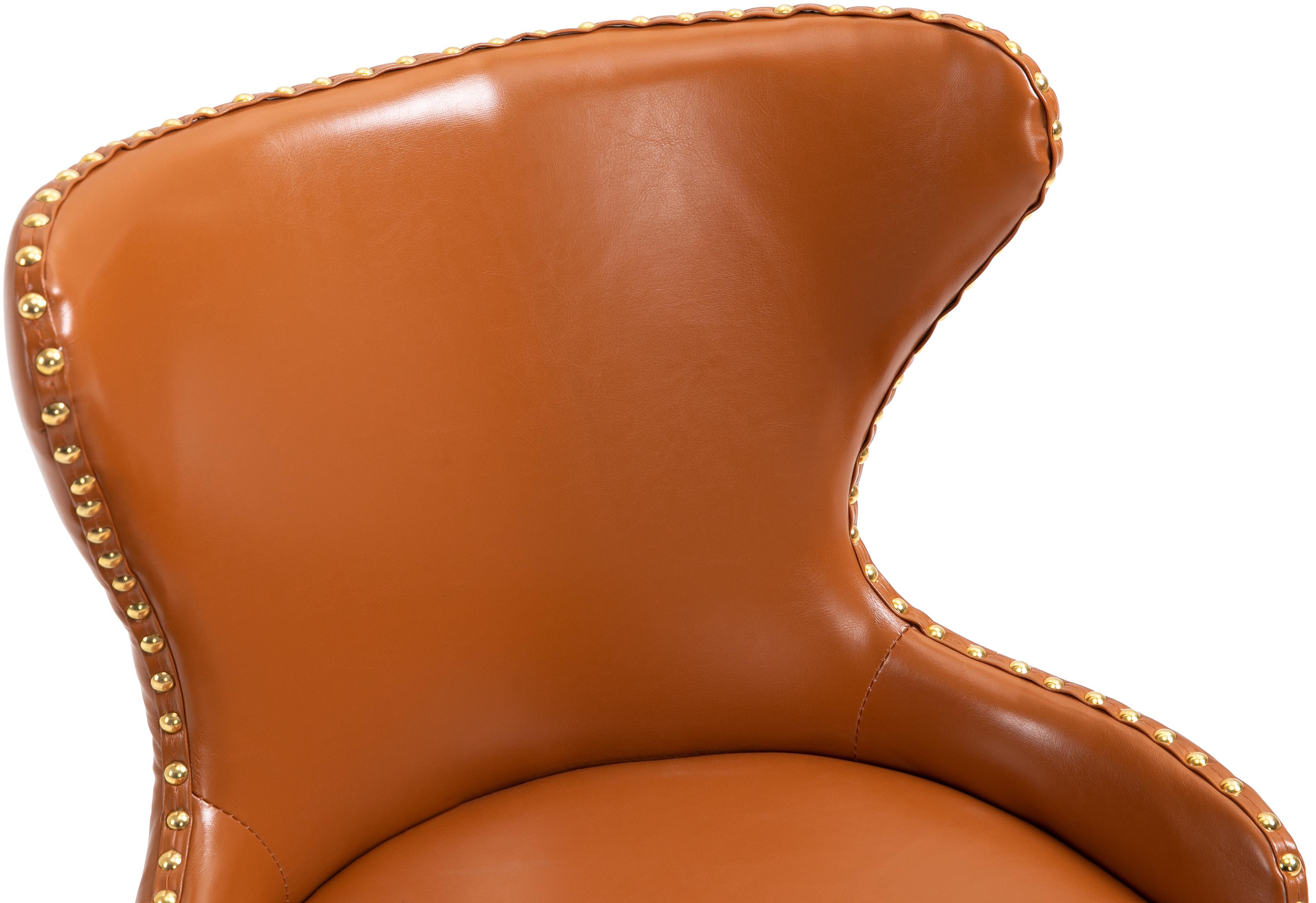 Hendrix Cognac Faux Leather Office Chair - Luxury Home Furniture (MI)