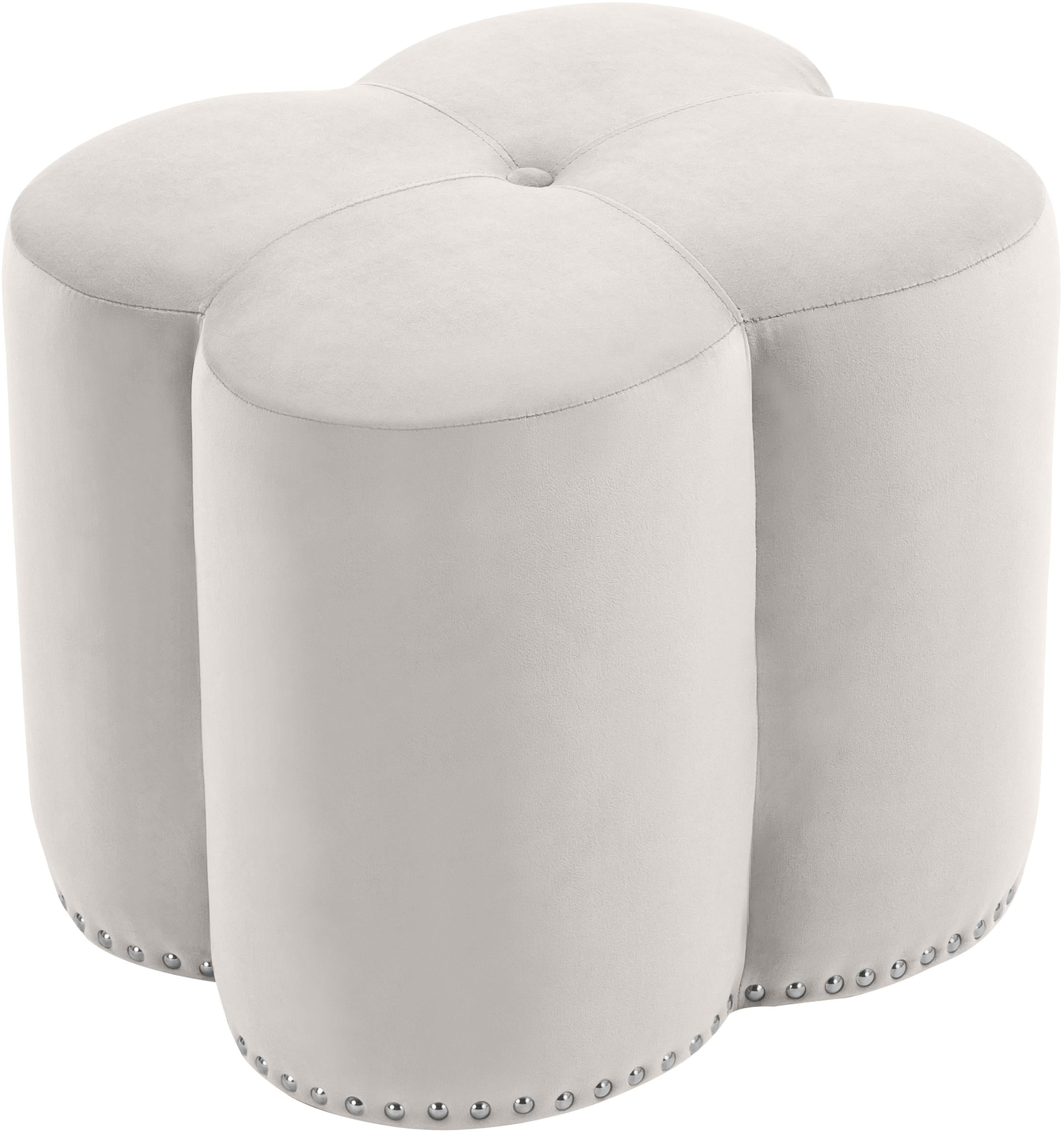 Clover Cream Velvet Ottoman - Luxury Home Furniture (MI)