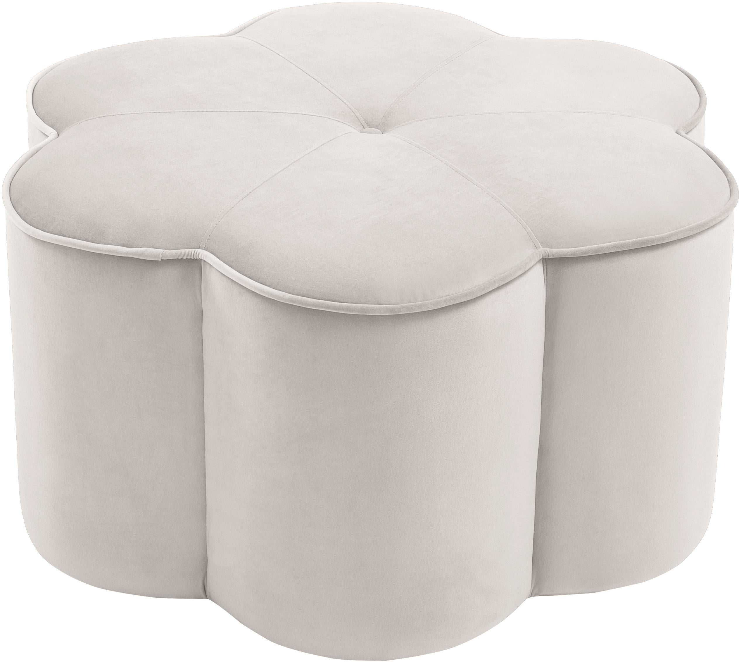Daisy Cream Velvet Ottoman - Luxury Home Furniture (MI)