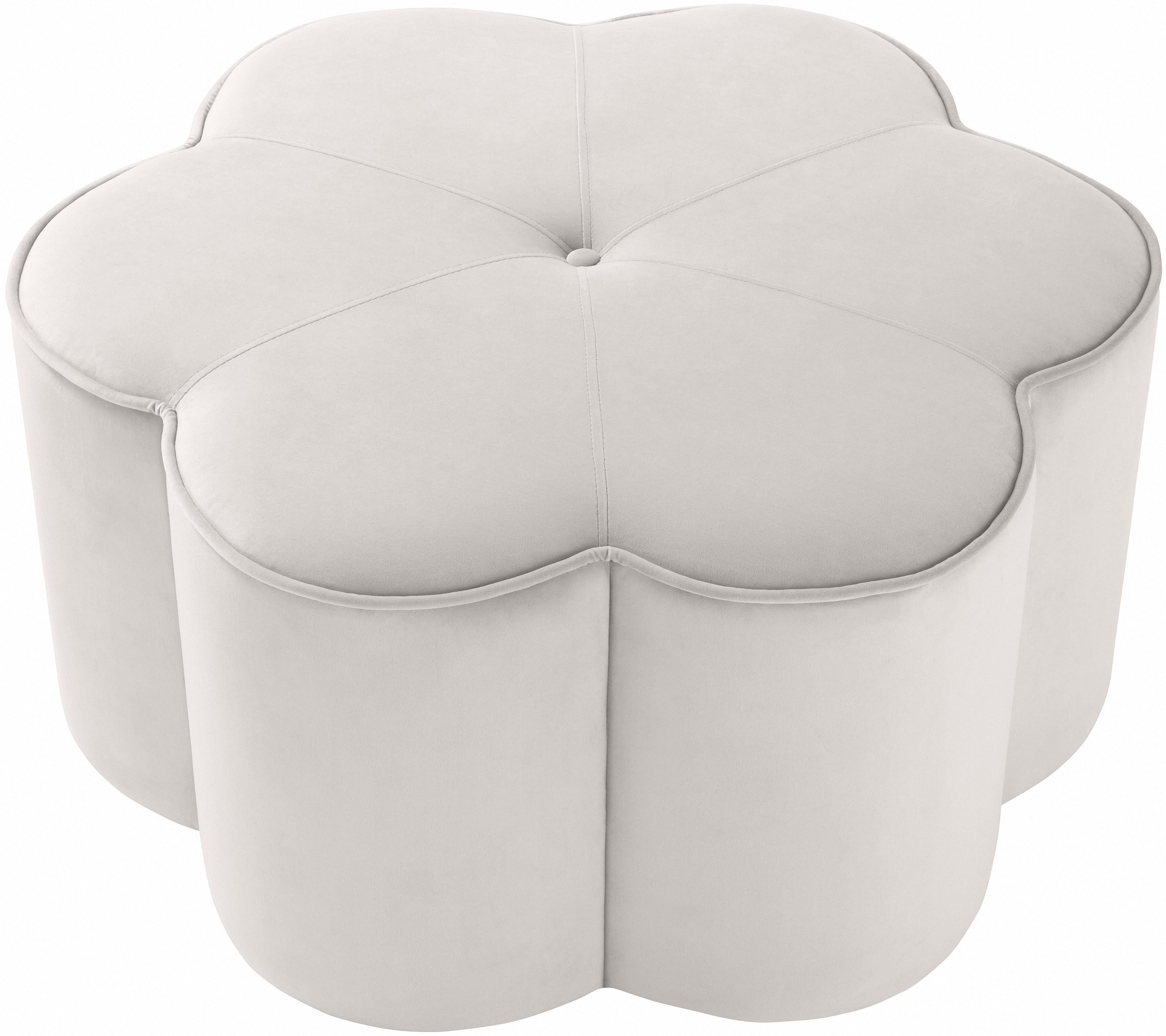 Daisy Cream Velvet Ottoman - Luxury Home Furniture (MI)