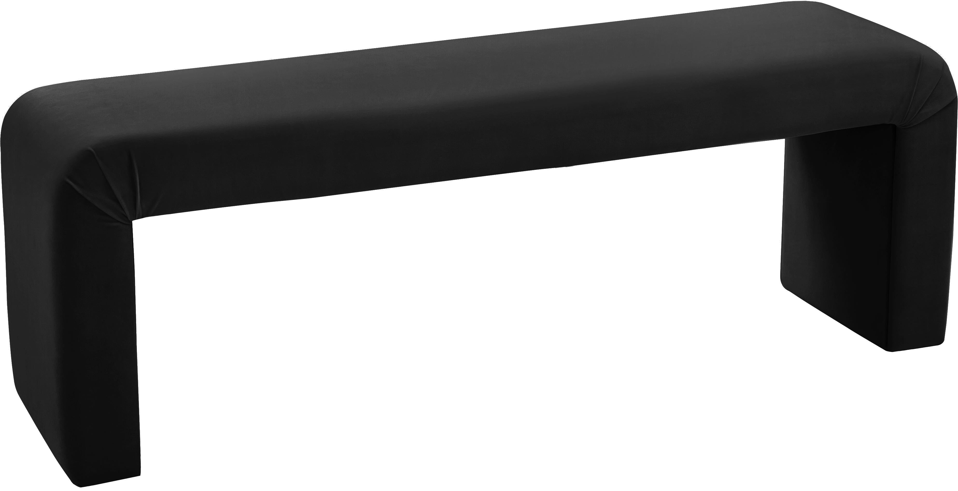 Minimalist Black Velvet Bench