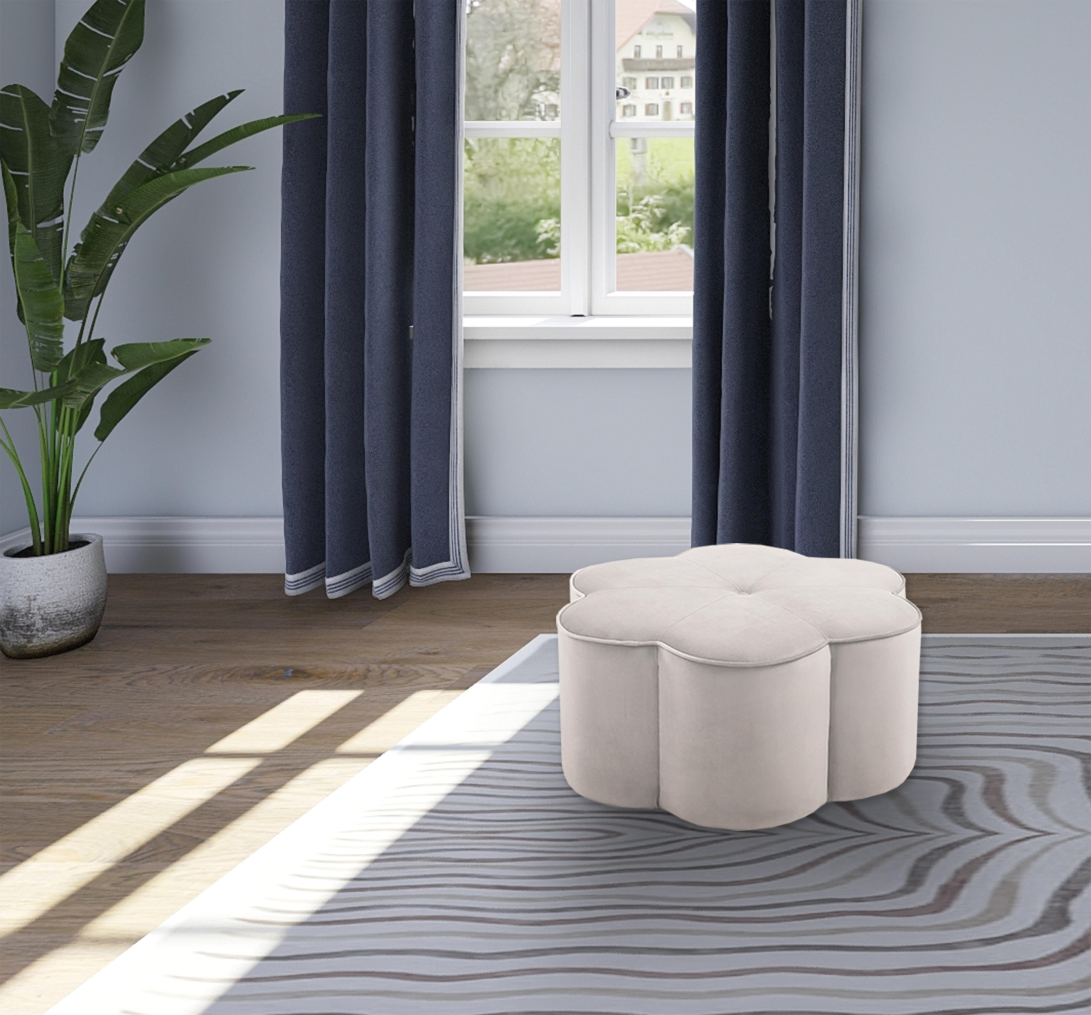 Daisy Cream Velvet Ottoman - Luxury Home Furniture (MI)