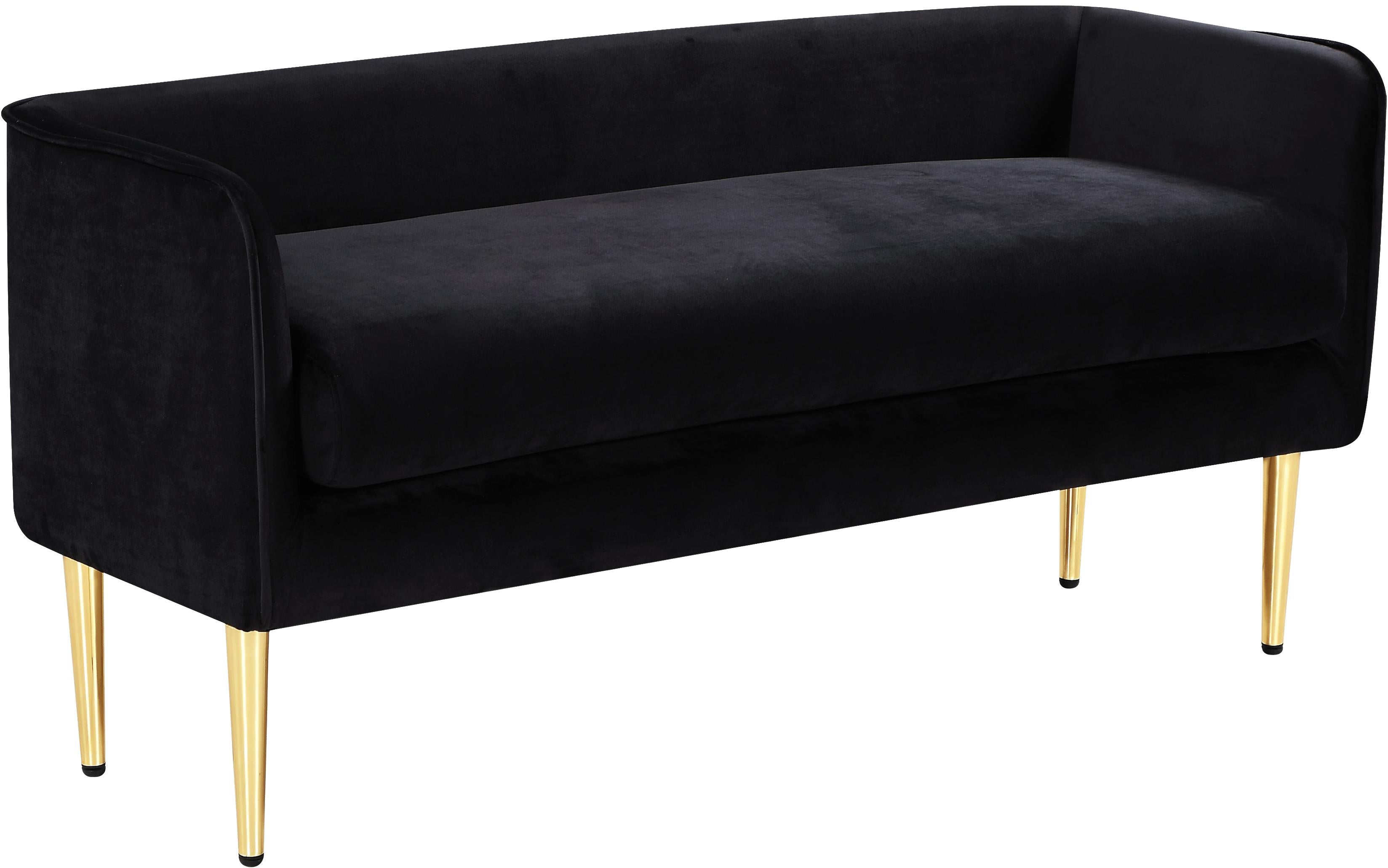 Audrey Black Velvet Bench - Luxury Home Furniture (MI)