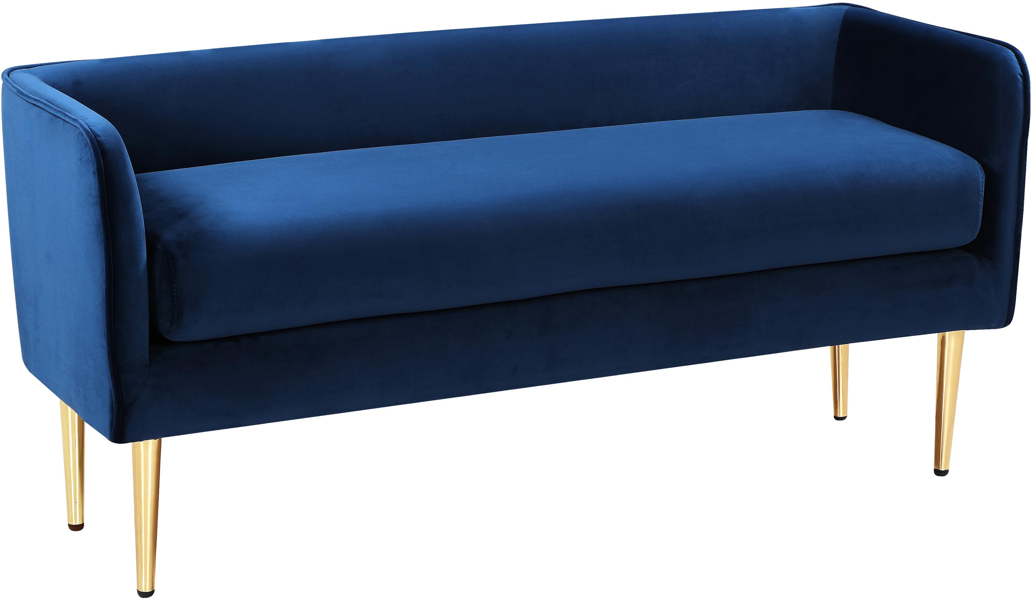 Audrey Navy Velvet Bench - Luxury Home Furniture (MI)