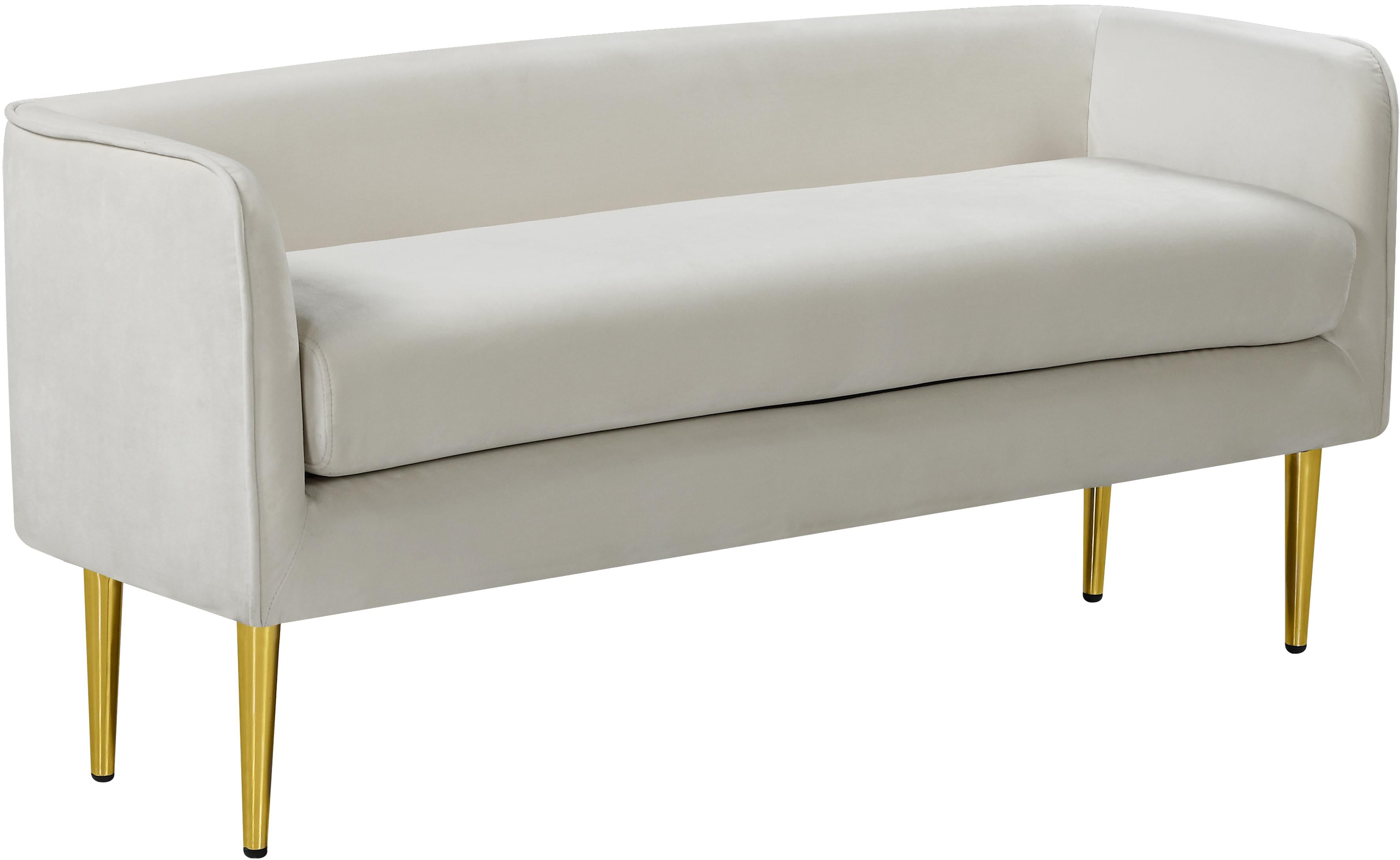 Audrey Cream Velvet Bench