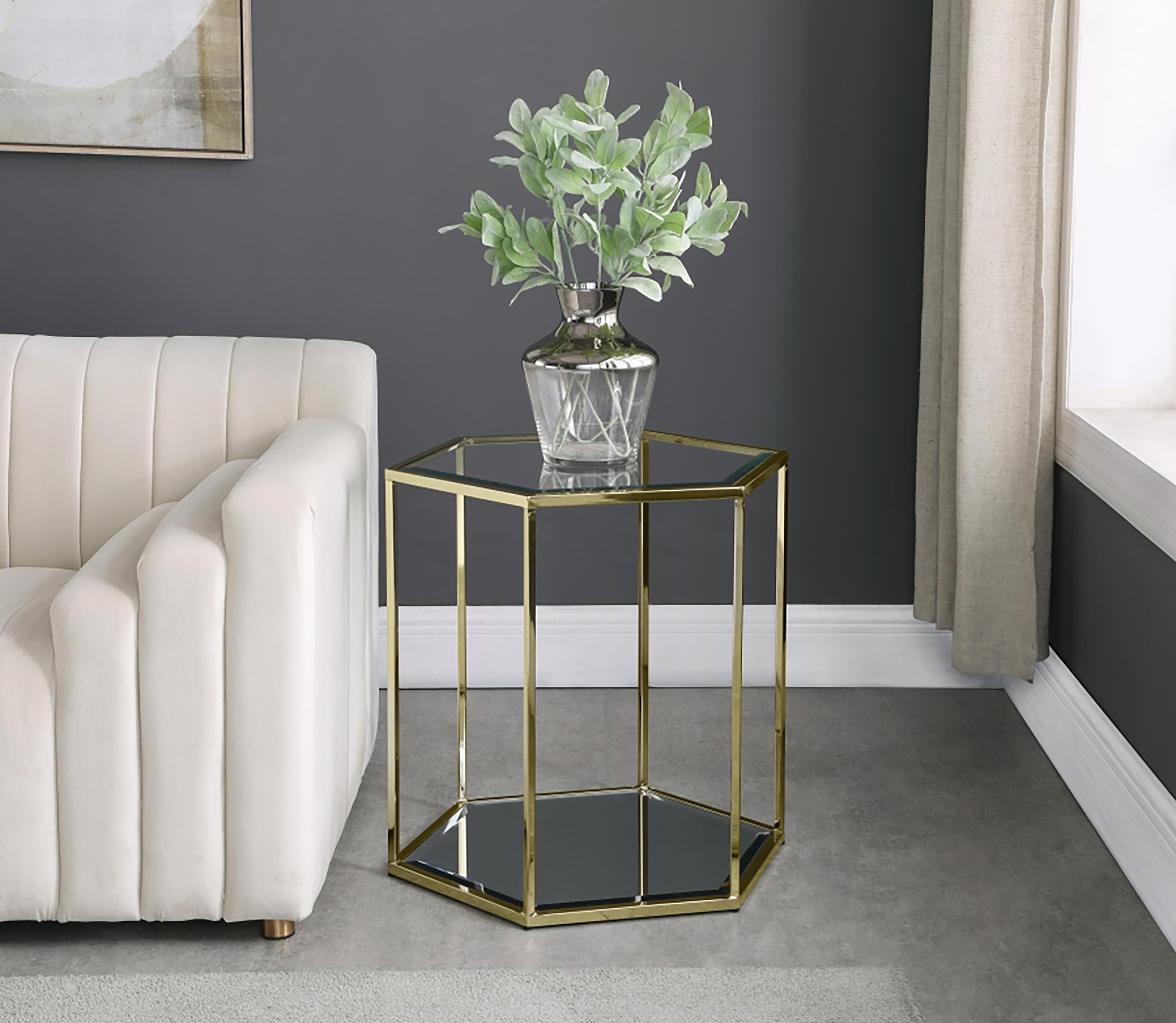 Sei Brushed Gold End Table - Luxury Home Furniture (MI)