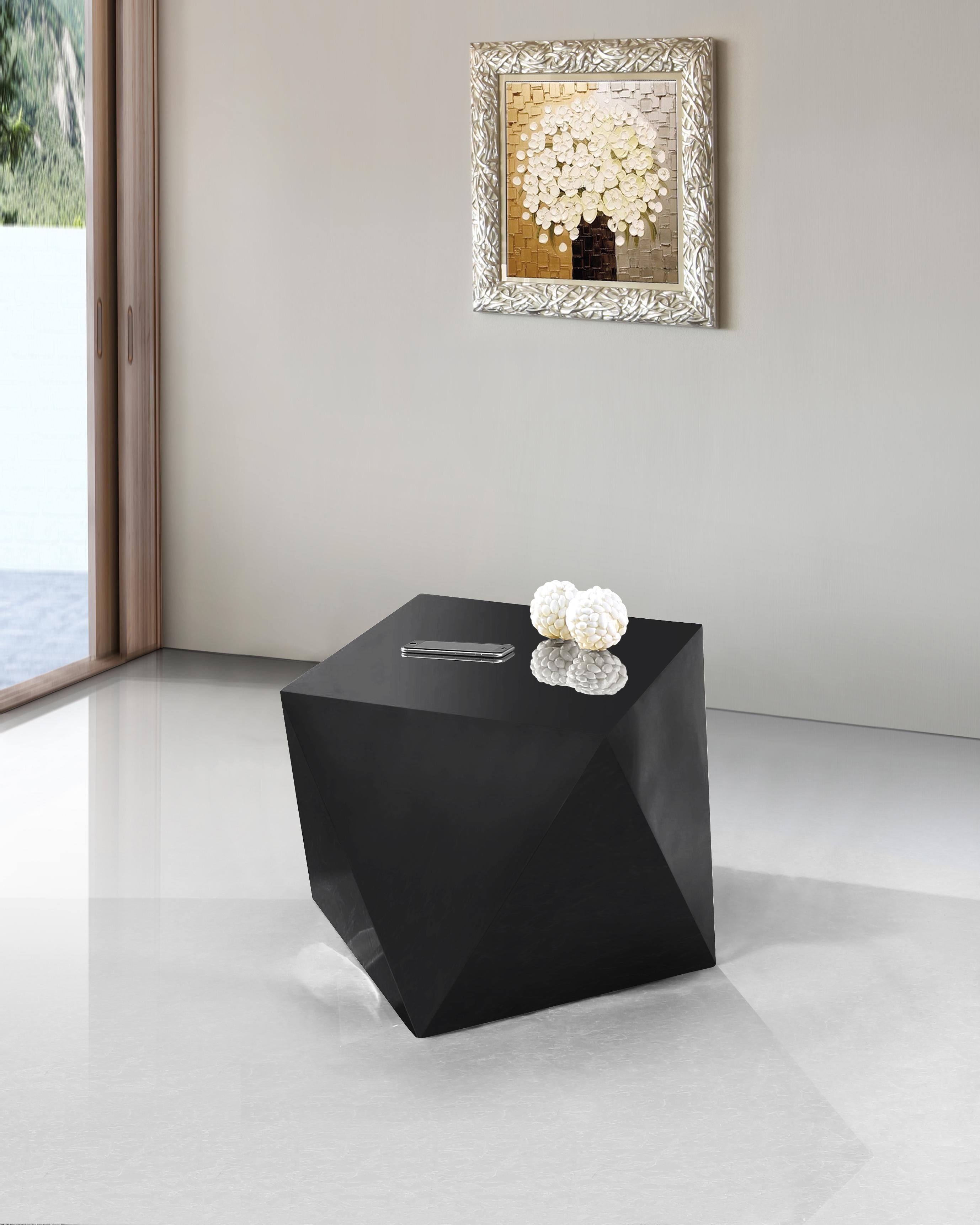 Gemma Matte Black End Table - Luxury Home Furniture (MI)
