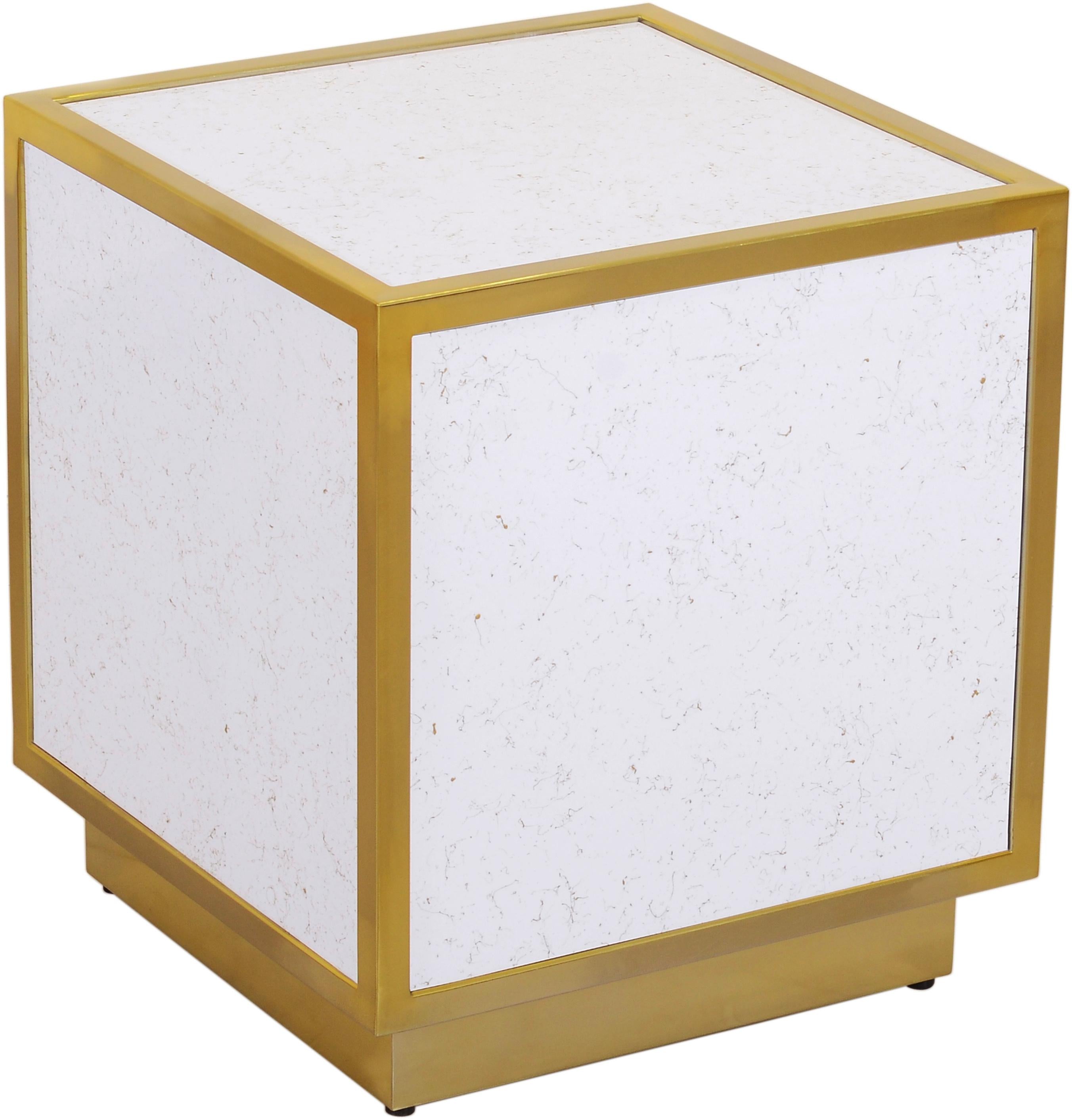 Glitz White Faux Marble End Table - Luxury Home Furniture (MI)