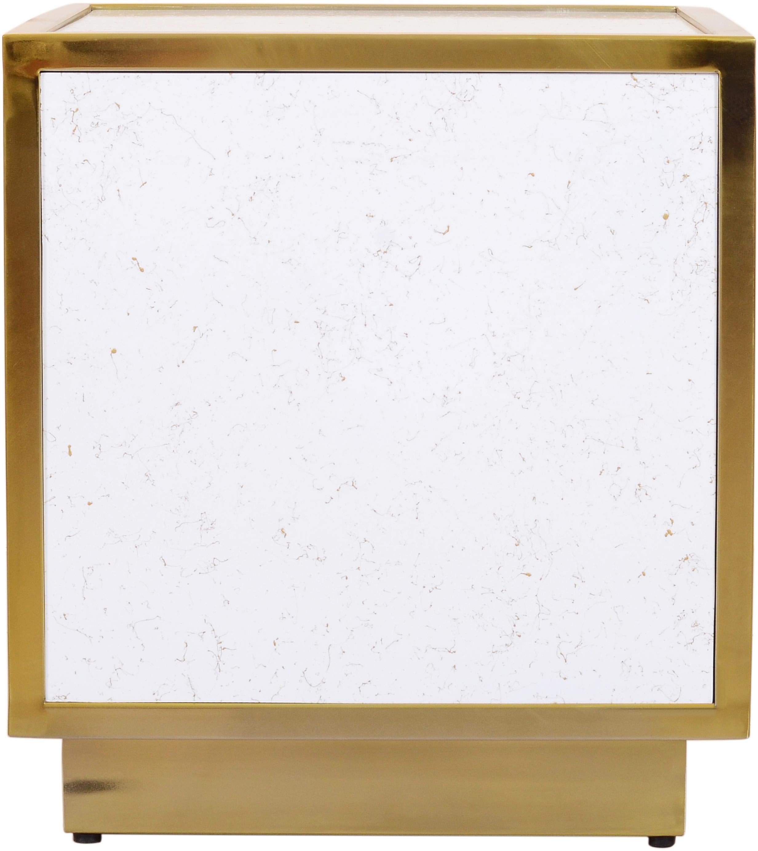 Glitz White Faux Marble End Table - Luxury Home Furniture (MI)