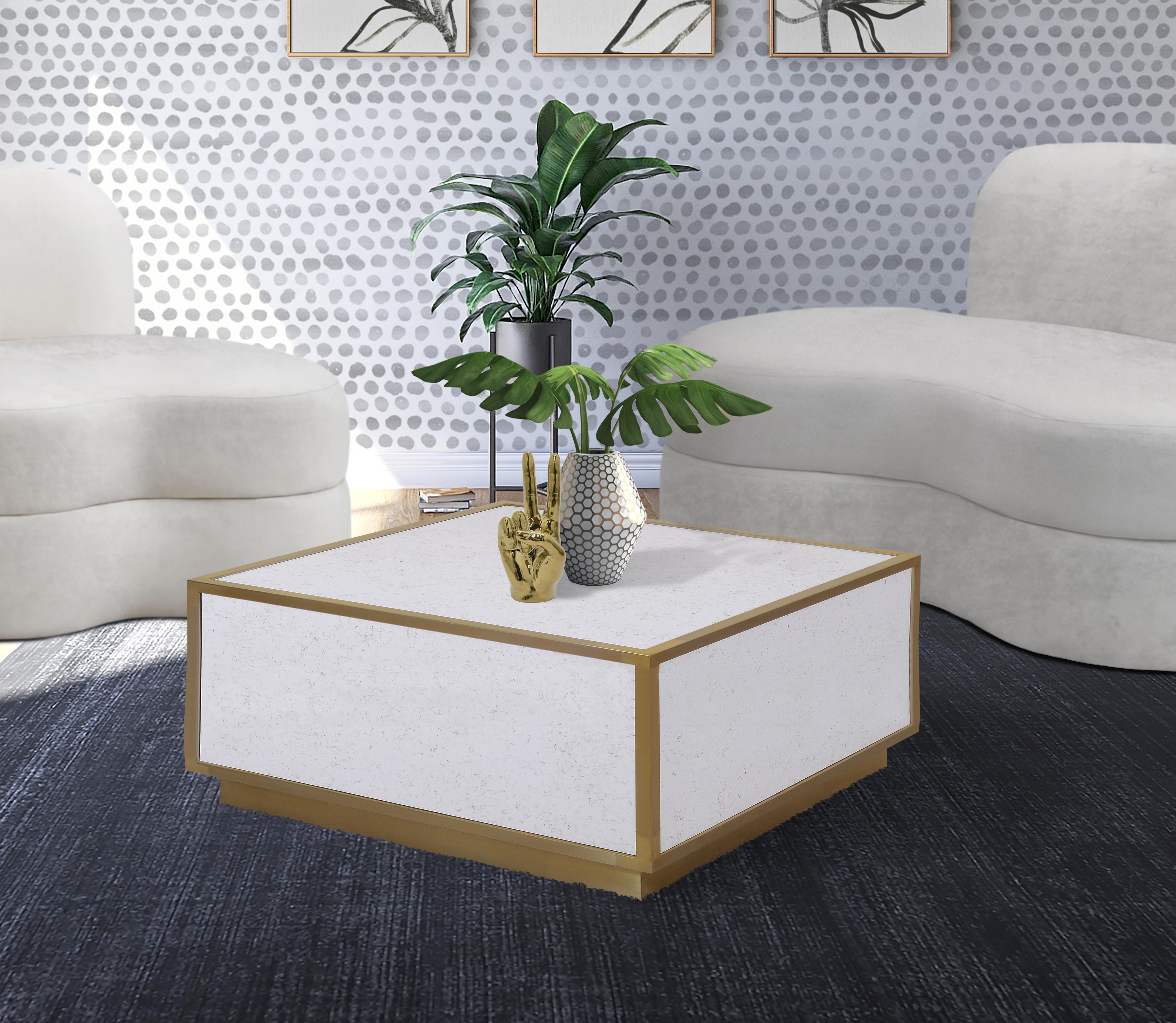 Glitz White Faux Marble Coffee Table - Luxury Home Furniture (MI)