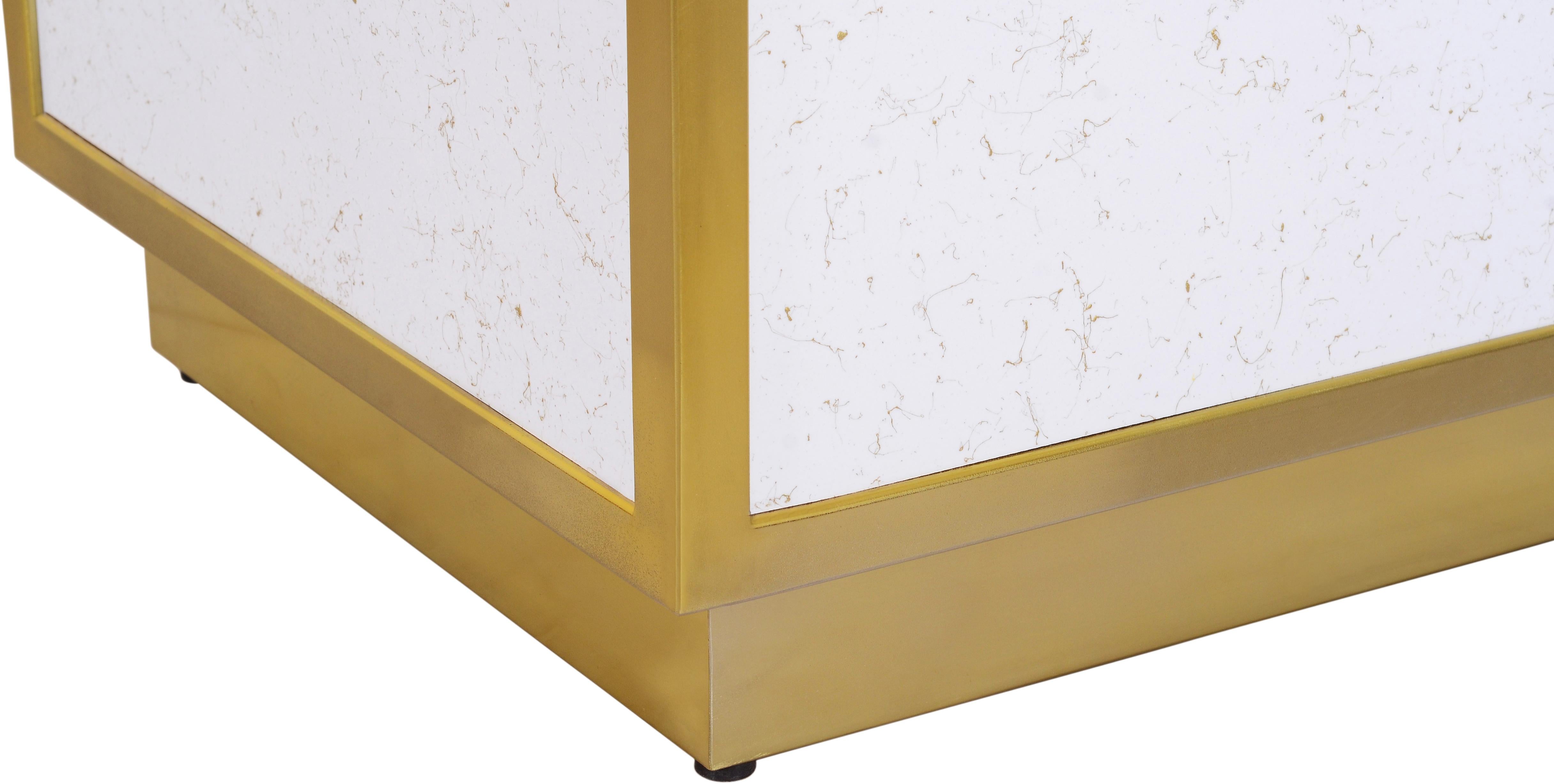 Glitz White Faux Marble End Table - Luxury Home Furniture (MI)