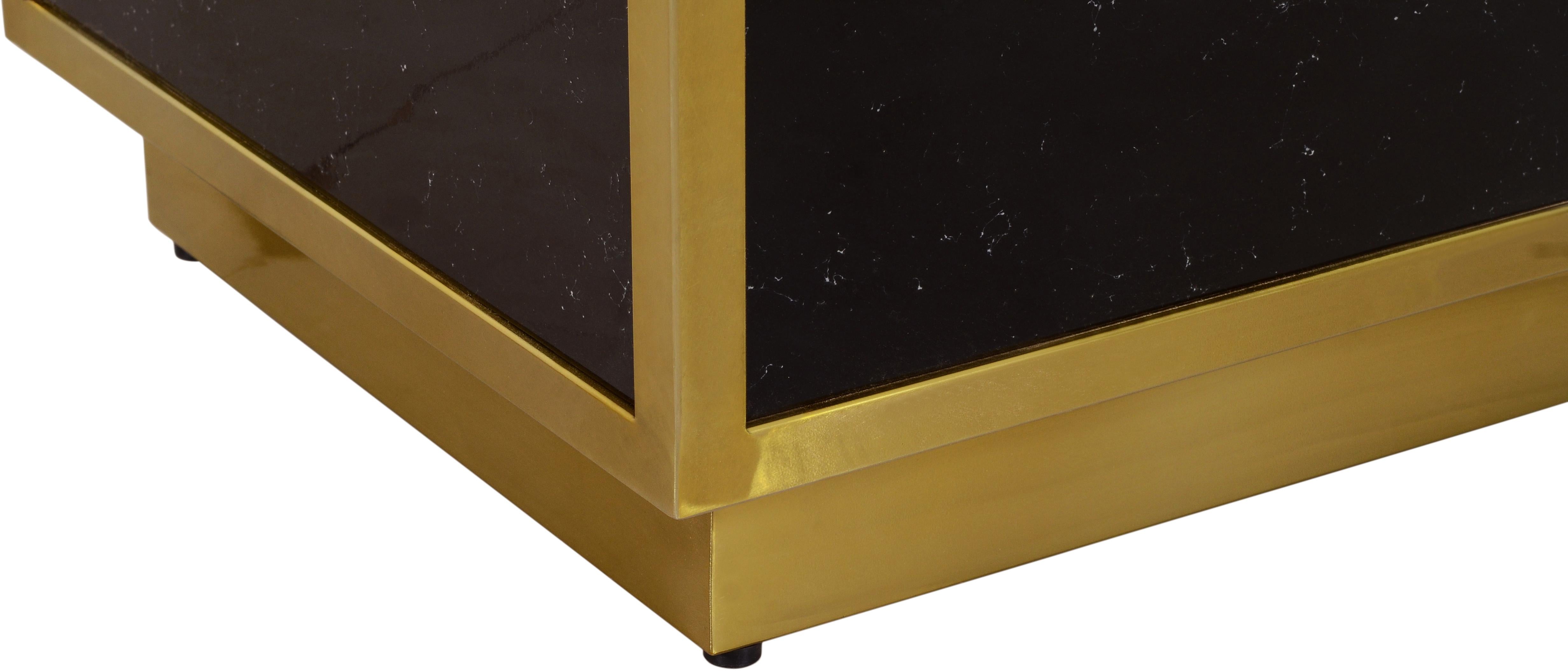 Glitz Black Faux Marble End Table - Luxury Home Furniture (MI)