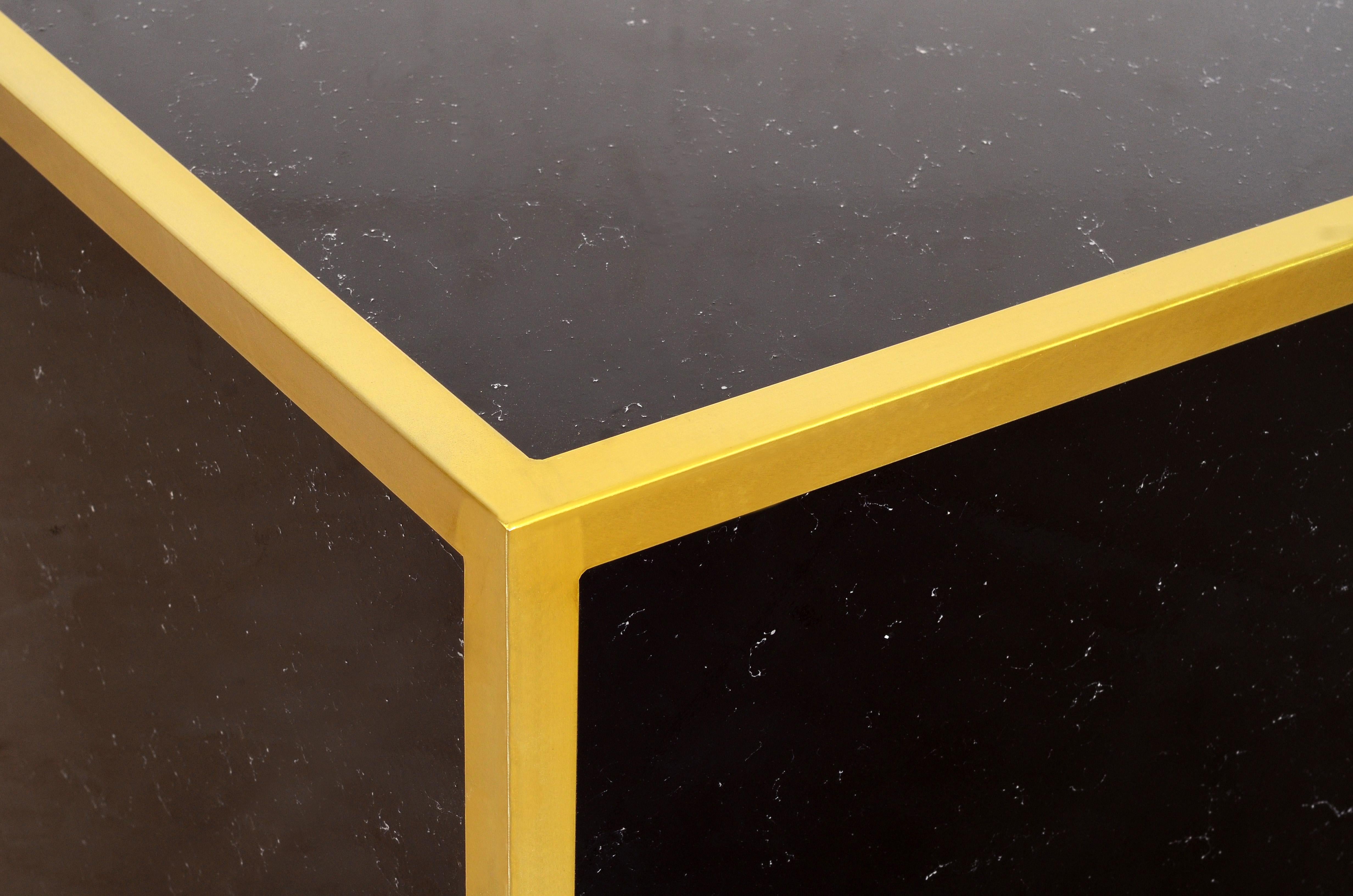 Glitz Black Faux Marble End Table - Luxury Home Furniture (MI)