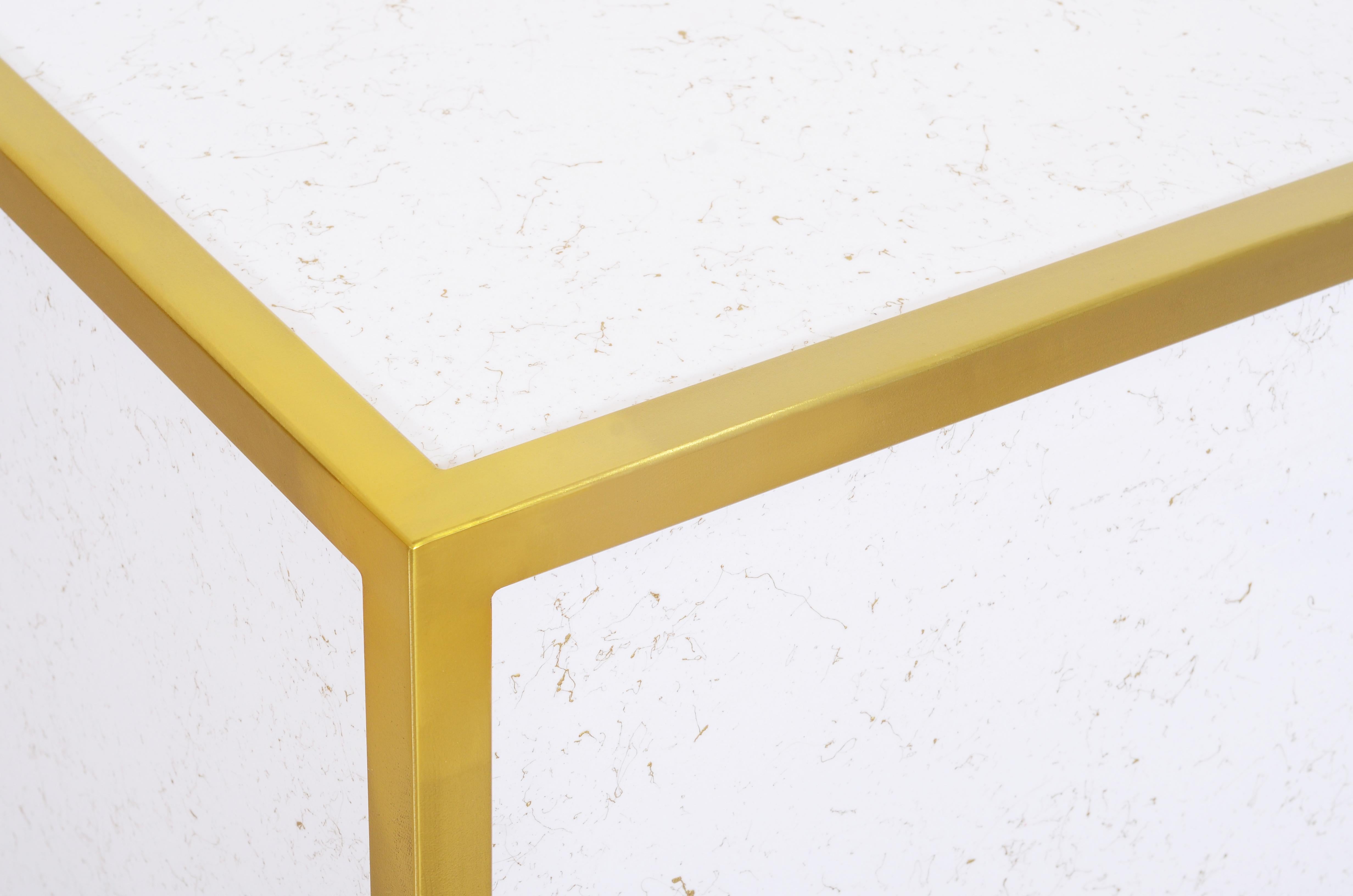Glitz White Faux Marble End Table - Luxury Home Furniture (MI)