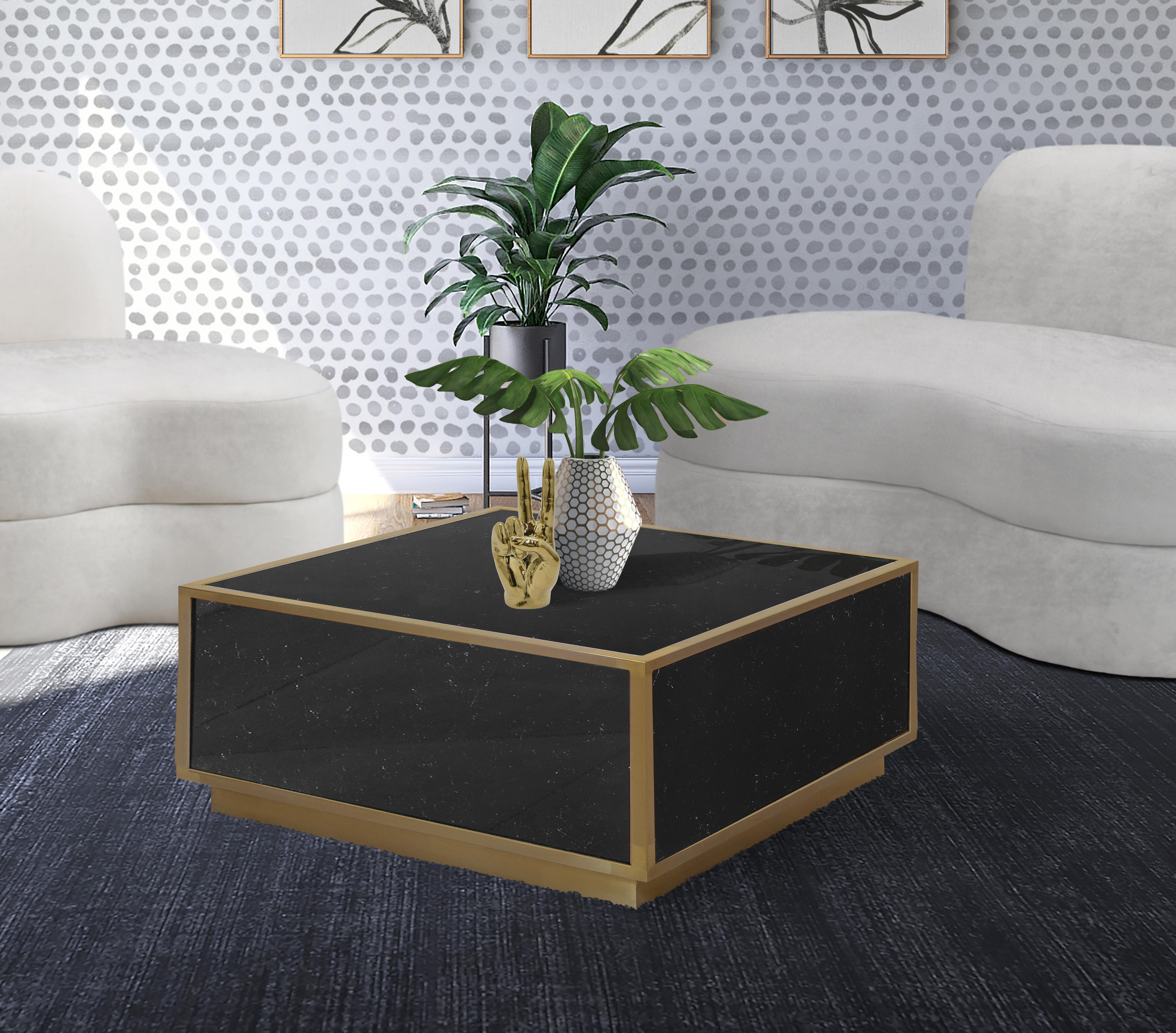 Glitz Black Faux Marble Coffee Table - Luxury Home Furniture (MI)