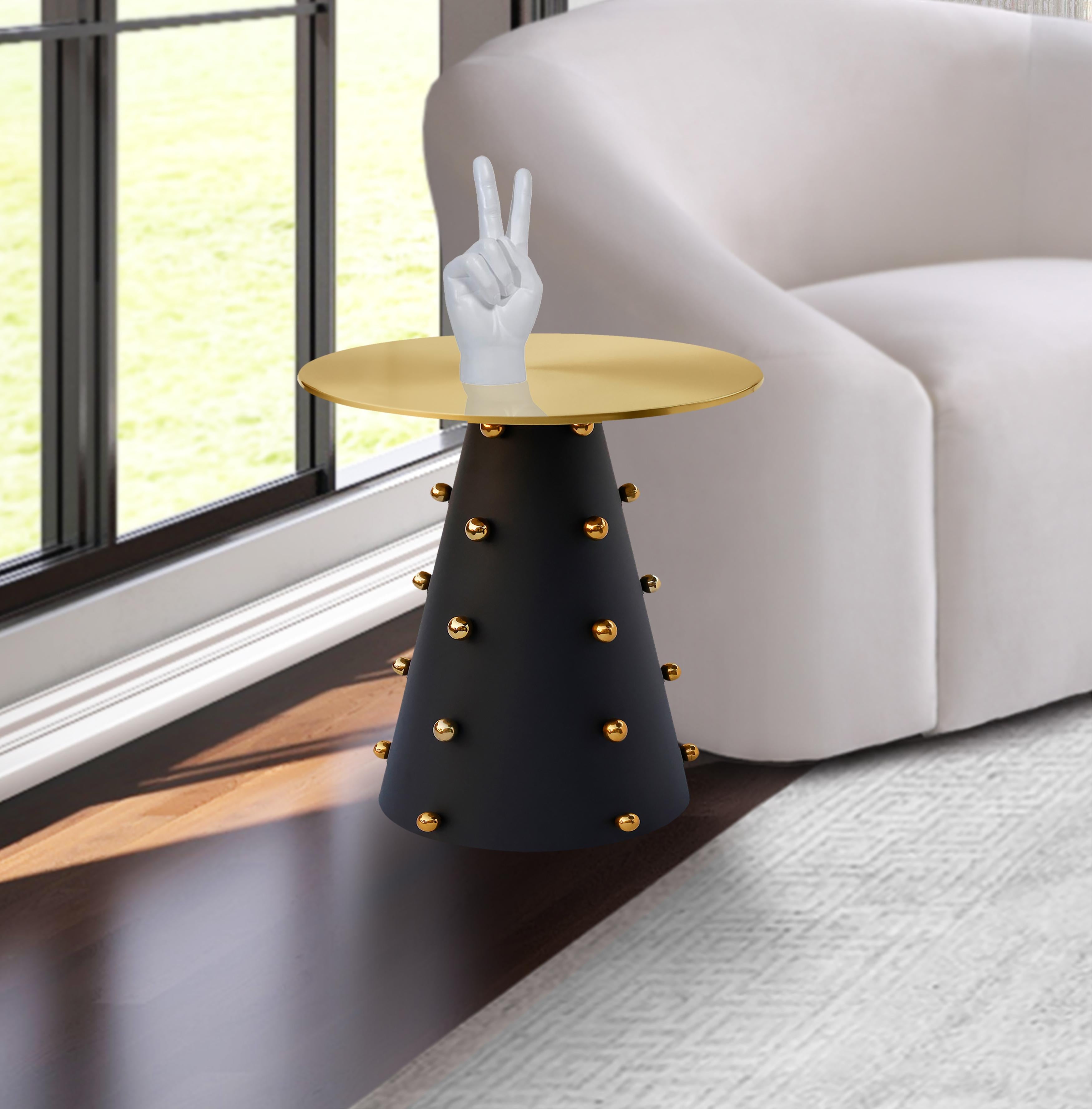 Raven Black / Gold End Table - Luxury Home Furniture (MI)