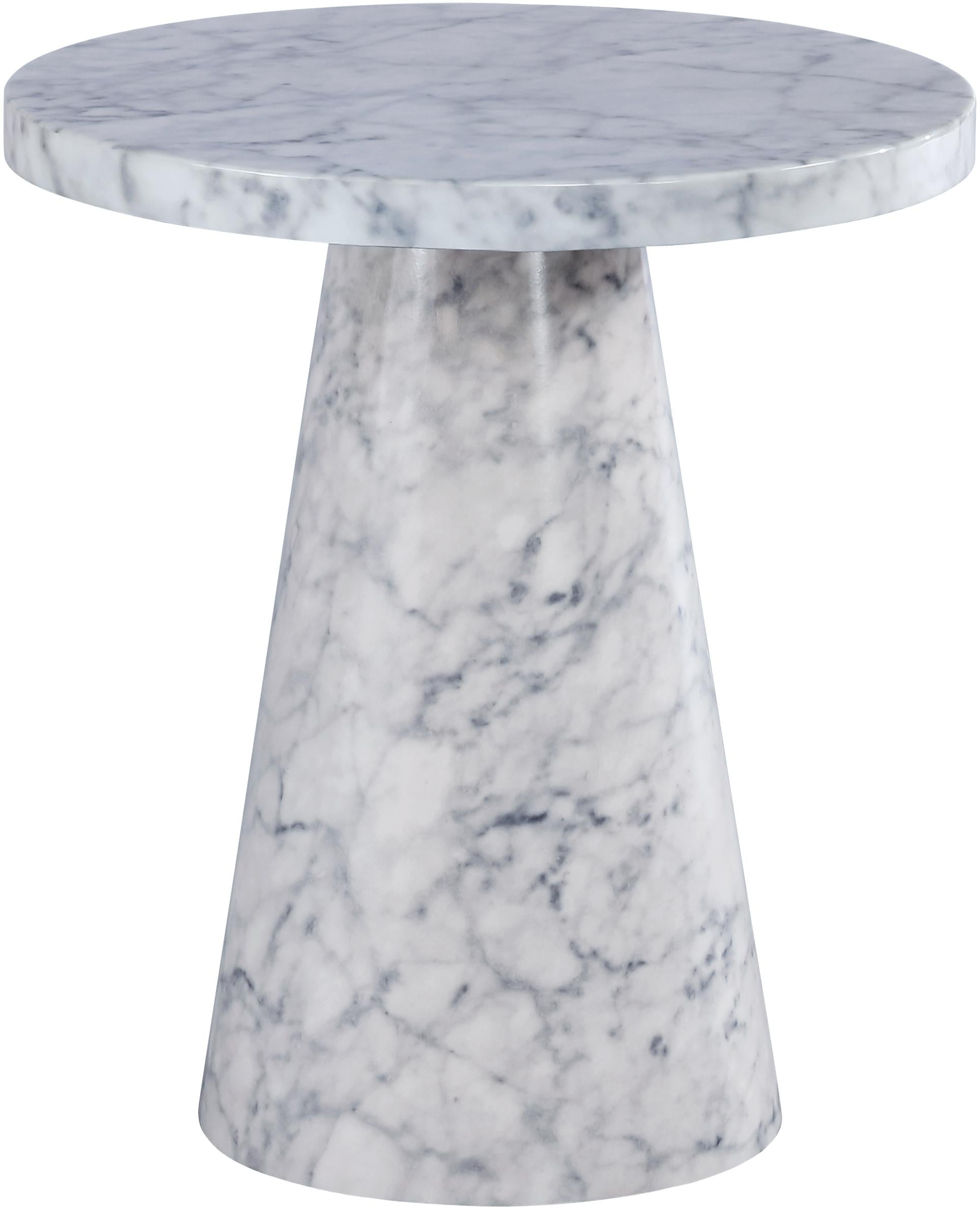 Omni White Faux Marble End Table - Luxury Home Furniture (MI)