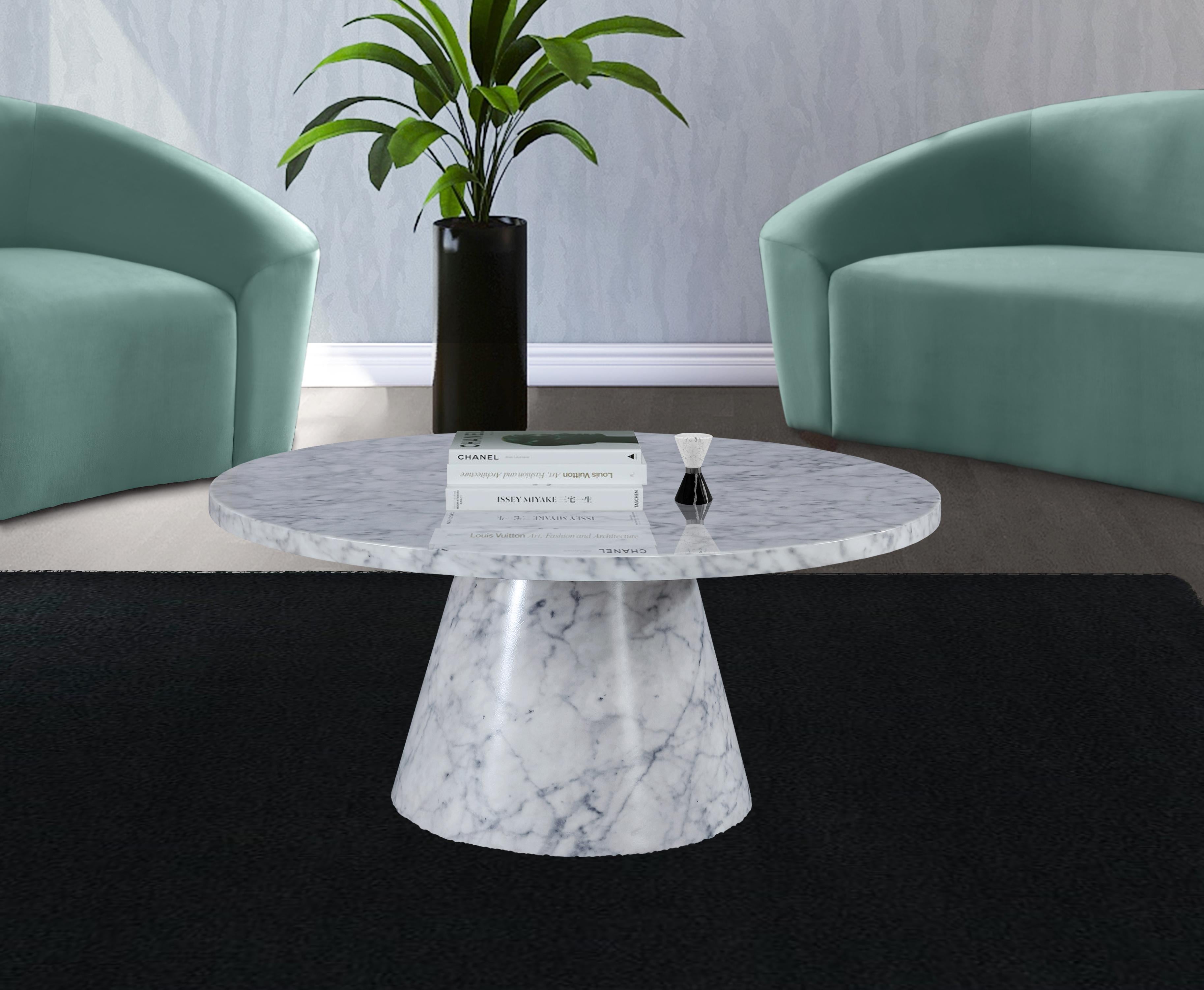 Omni White Faux Marble Coffee Table - Luxury Home Furniture (MI)