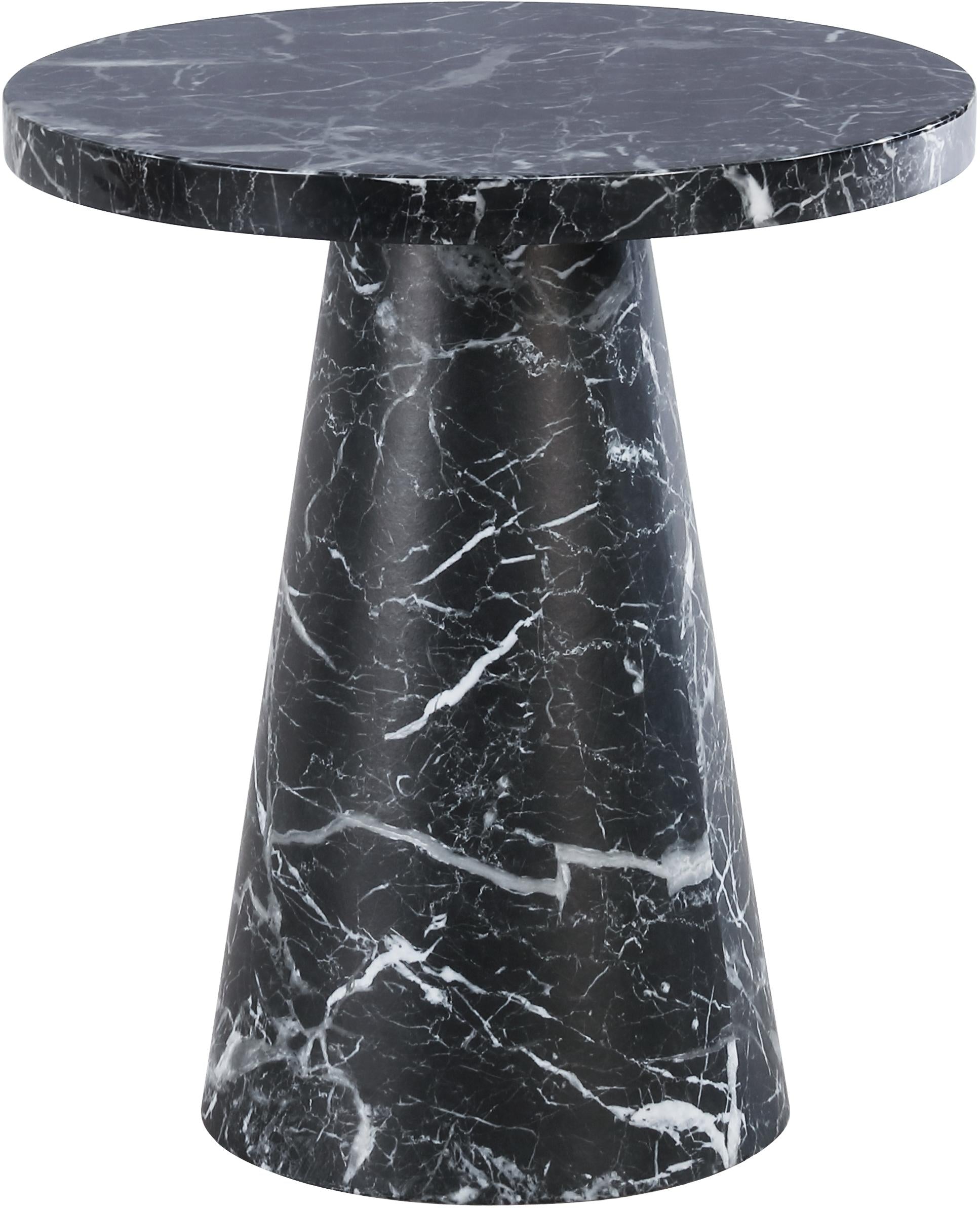 Omni Black Faux Marble End Table - Luxury Home Furniture (MI)