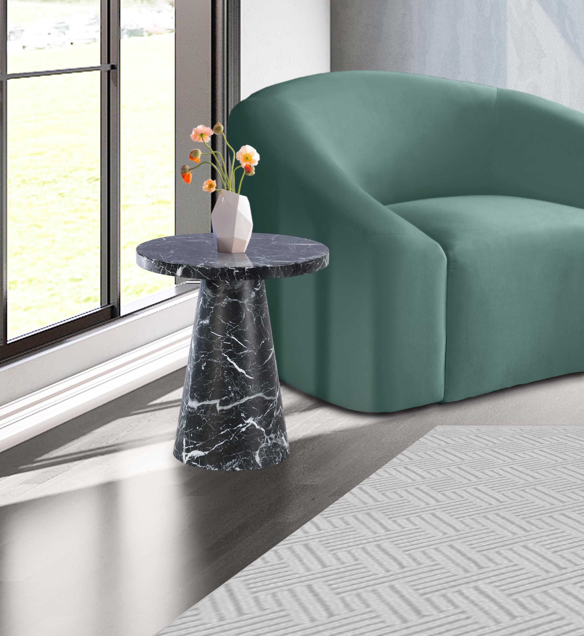 Omni Black Faux Marble End Table - Luxury Home Furniture (MI)