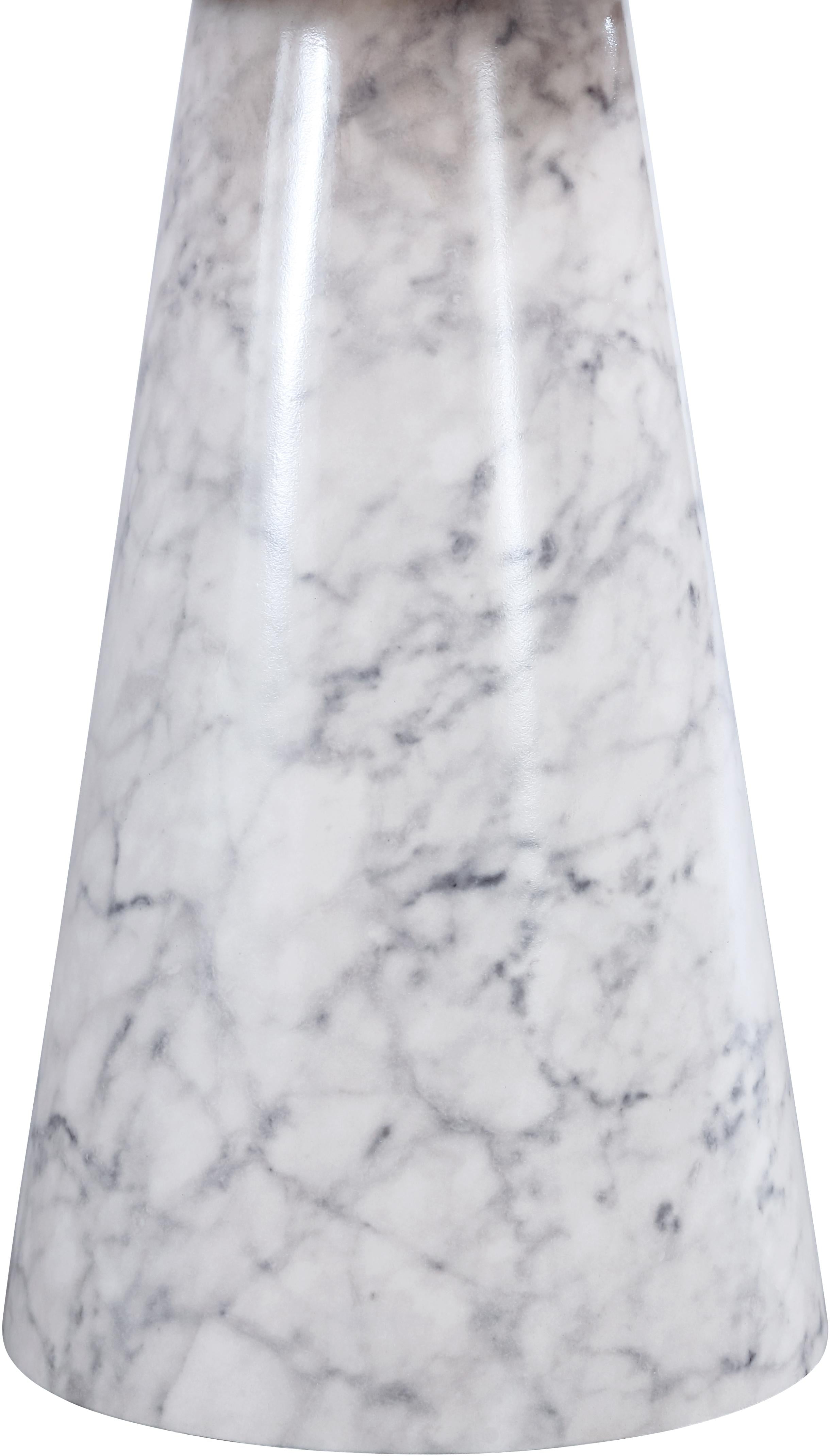 Omni White Faux Marble End Table - Luxury Home Furniture (MI)