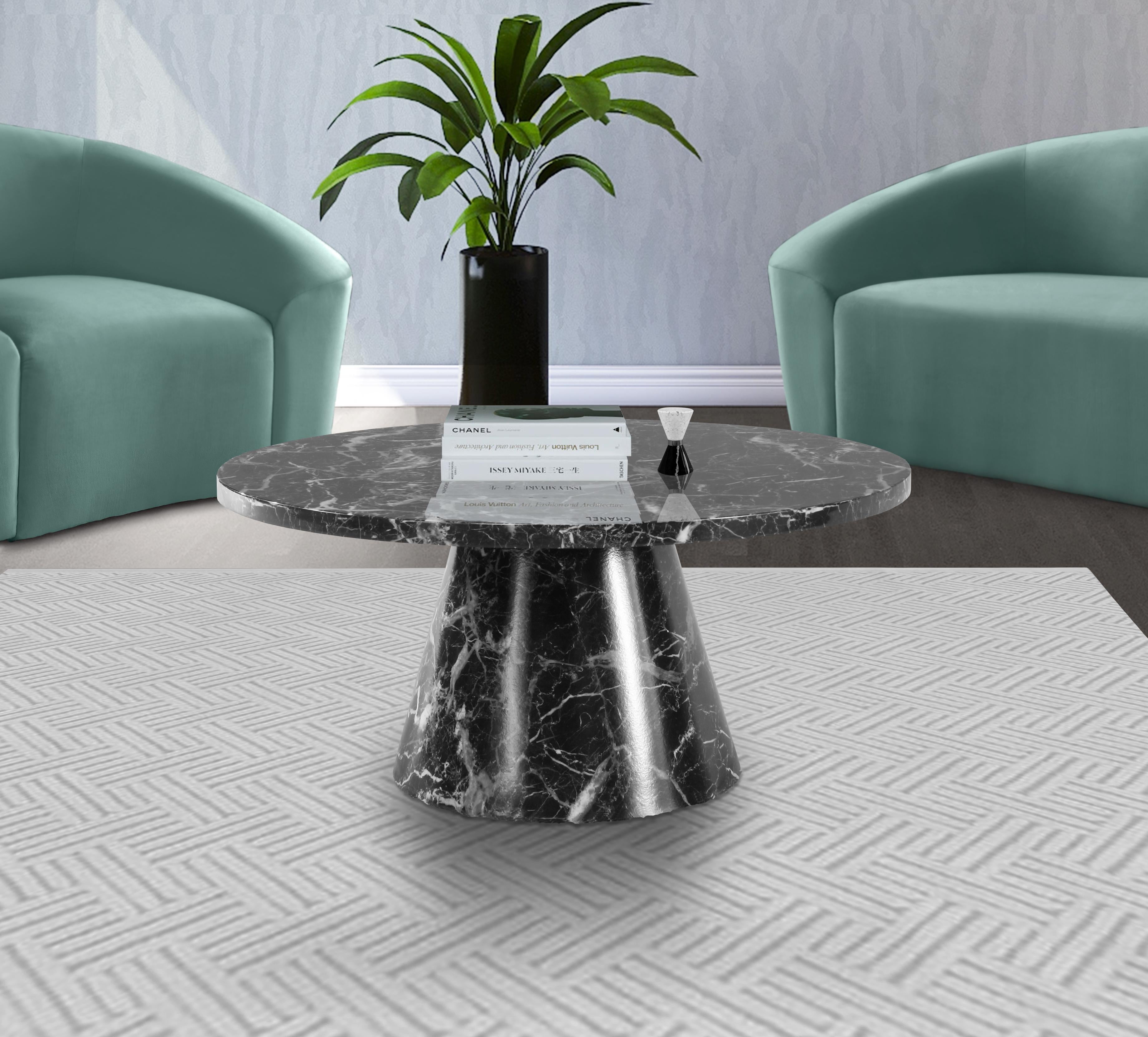 Omni Black Faux Marble Coffee Table - Luxury Home Furniture (MI)