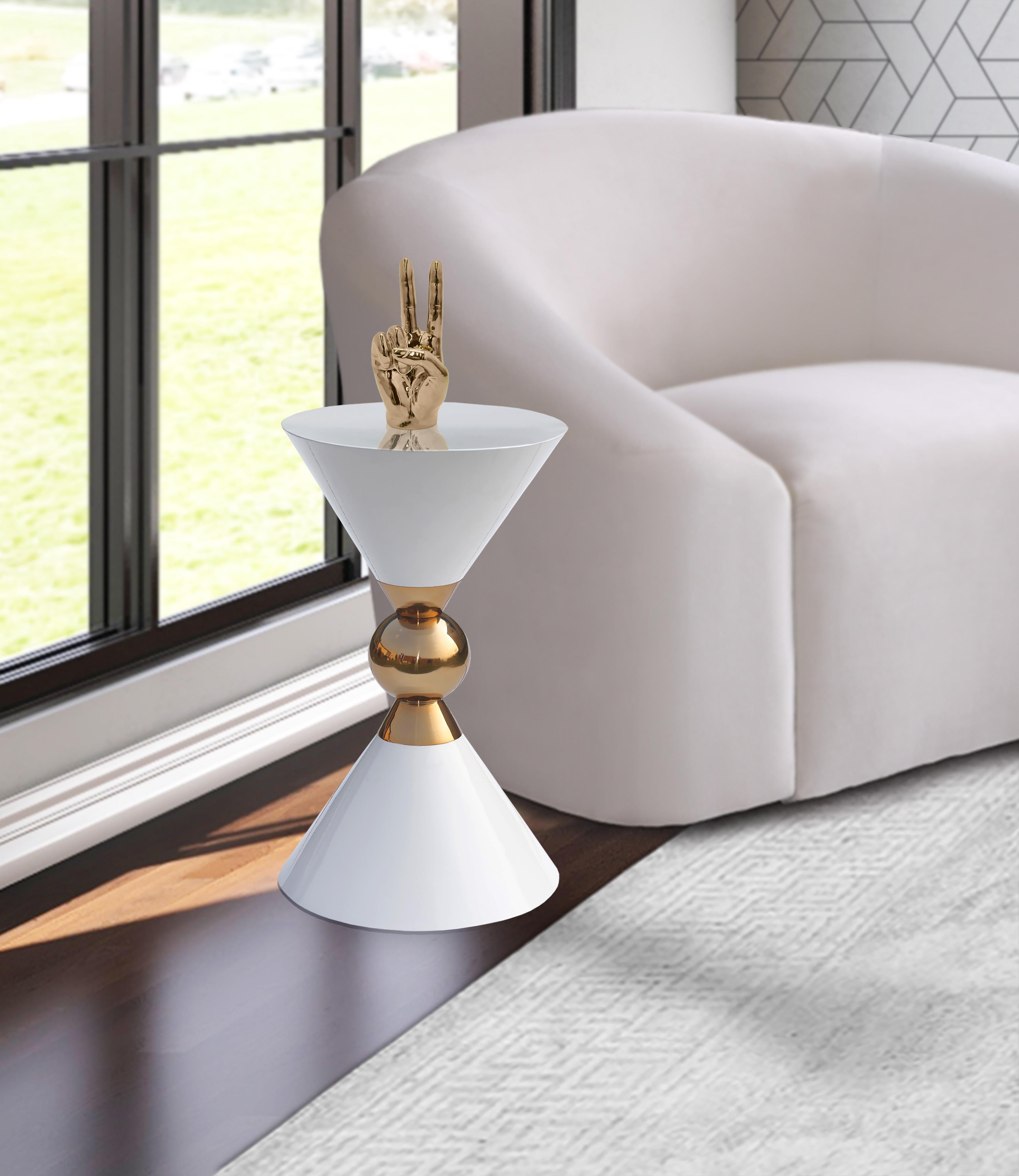 Malia White / Gold End Table - Luxury Home Furniture (MI)