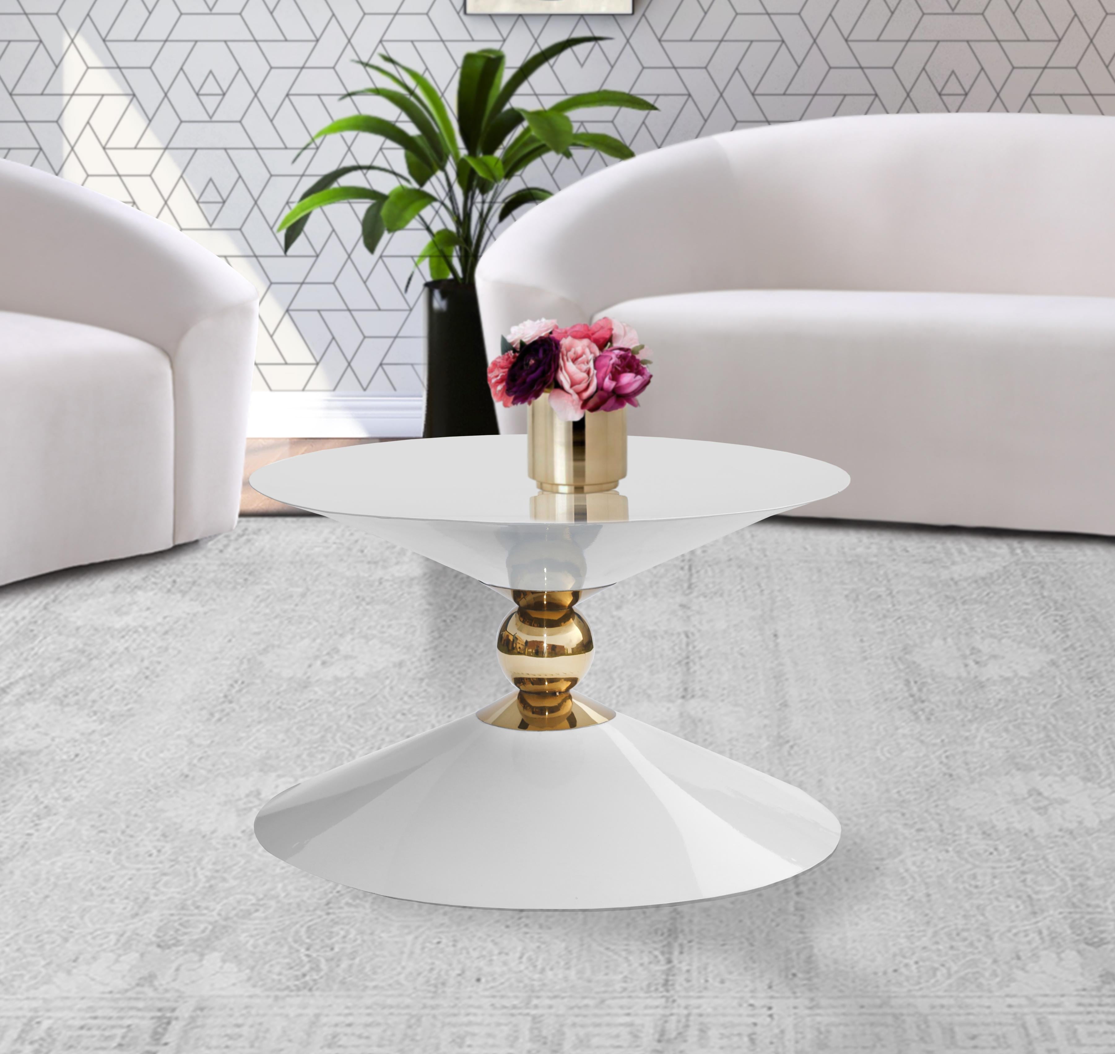 Malia White / Gold Coffee Table - Luxury Home Furniture (MI)