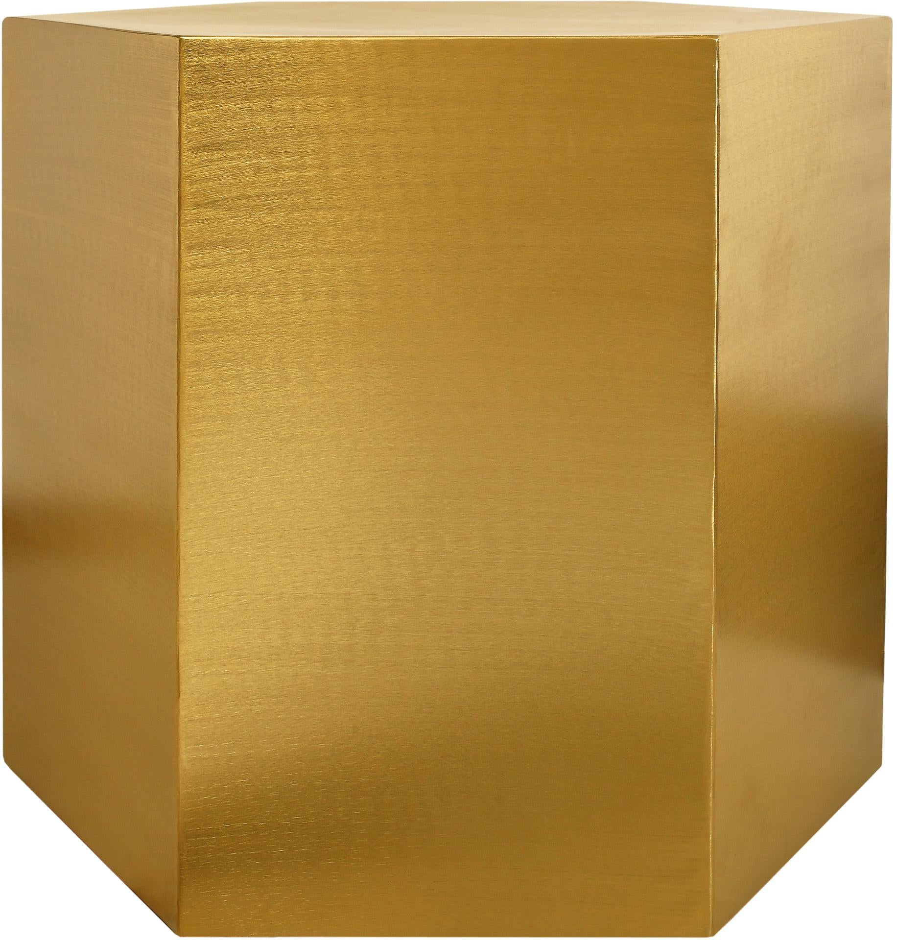 Hexagon Brushed Gold End Table - Luxury Home Furniture (MI)