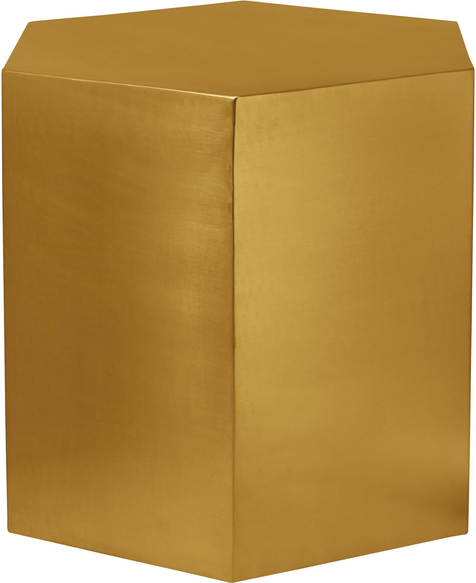 Hexagon Brushed Gold End Table - Luxury Home Furniture (MI)