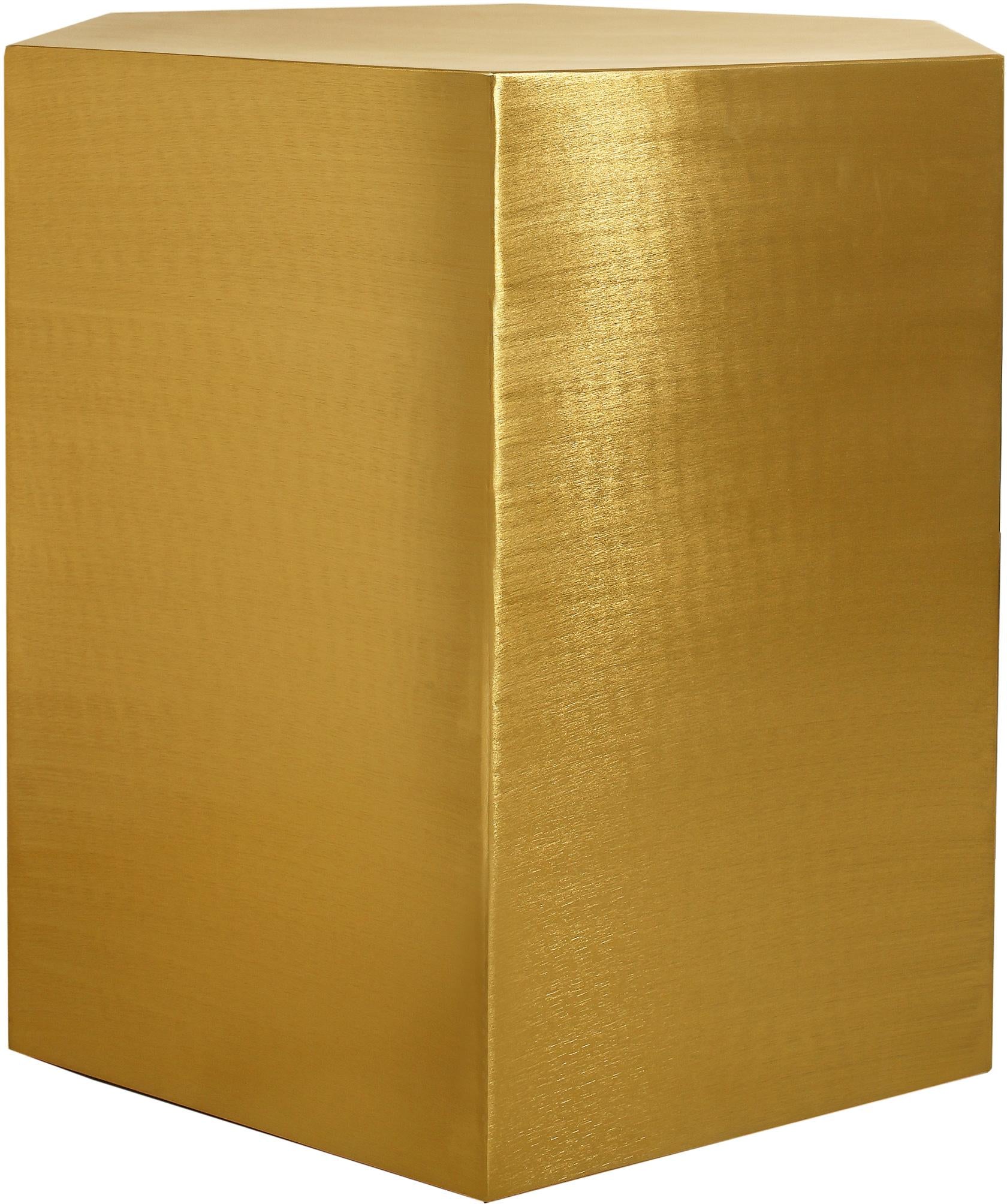 Hexagon Brushed Gold End Table - Luxury Home Furniture (MI)