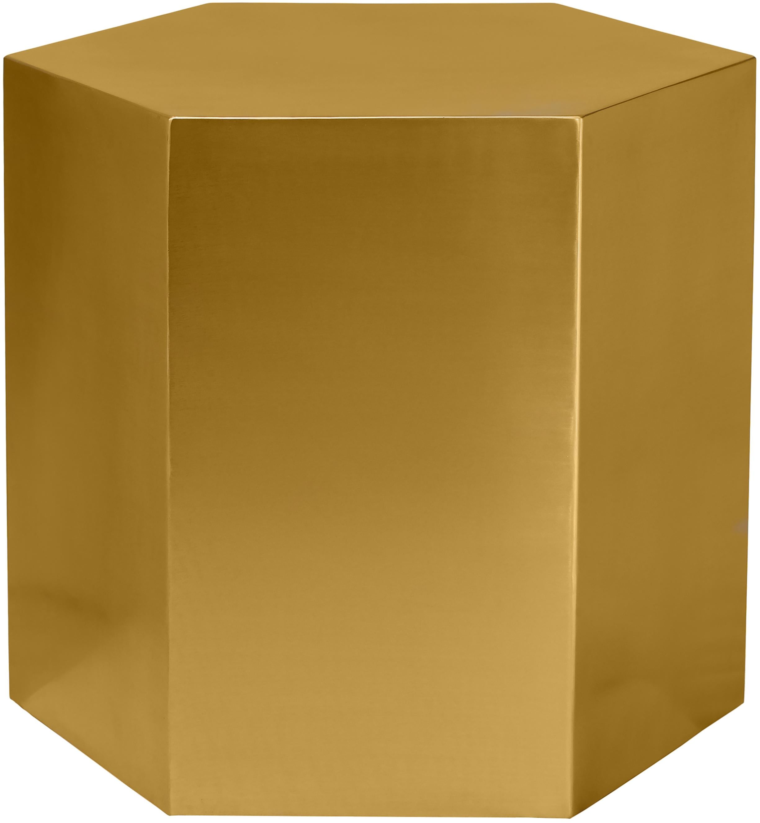 Hexagon Brushed Gold End Table - Luxury Home Furniture (MI)