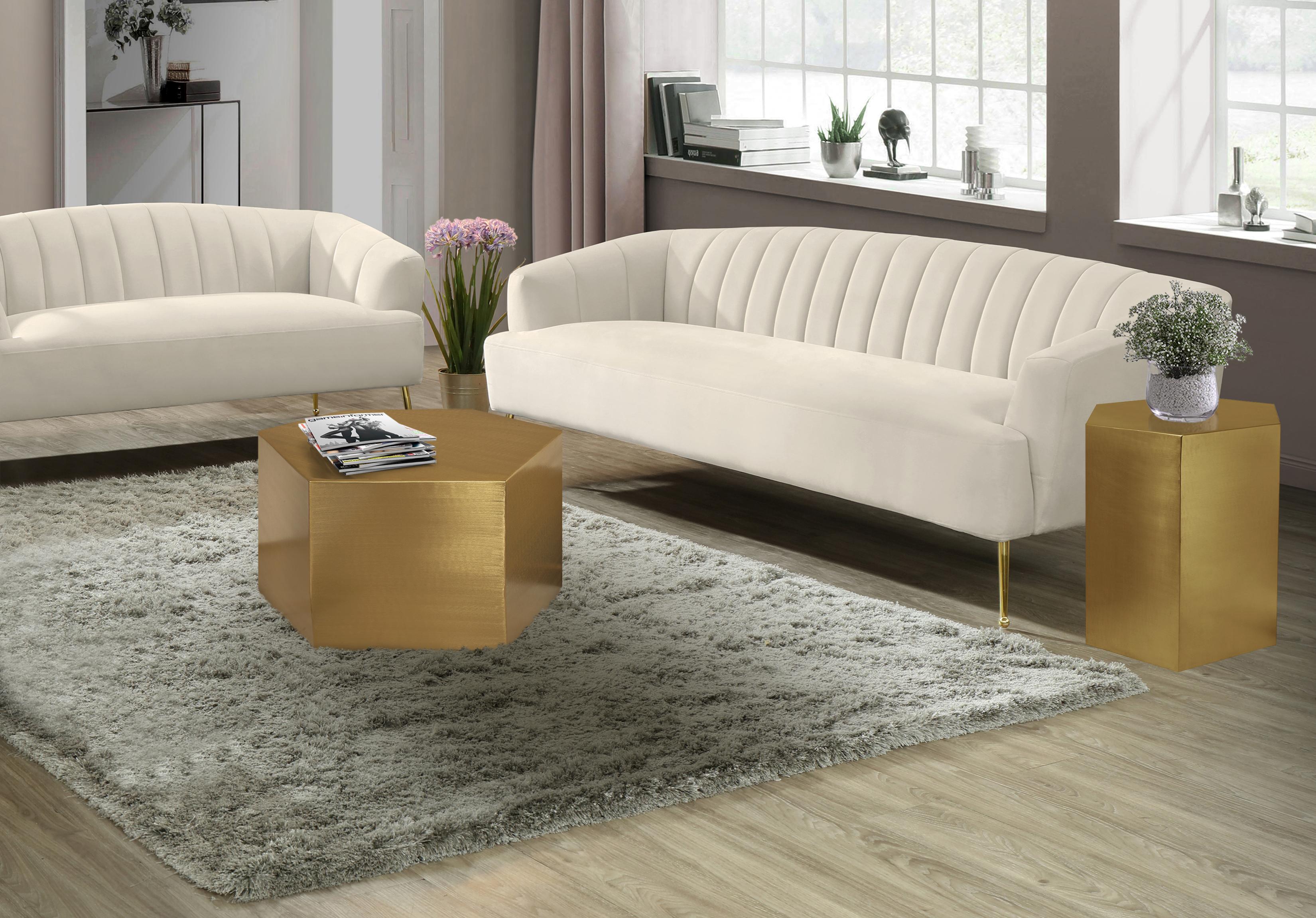 Hexagon Brushed Gold Coffee Table - Luxury Home Furniture (MI)