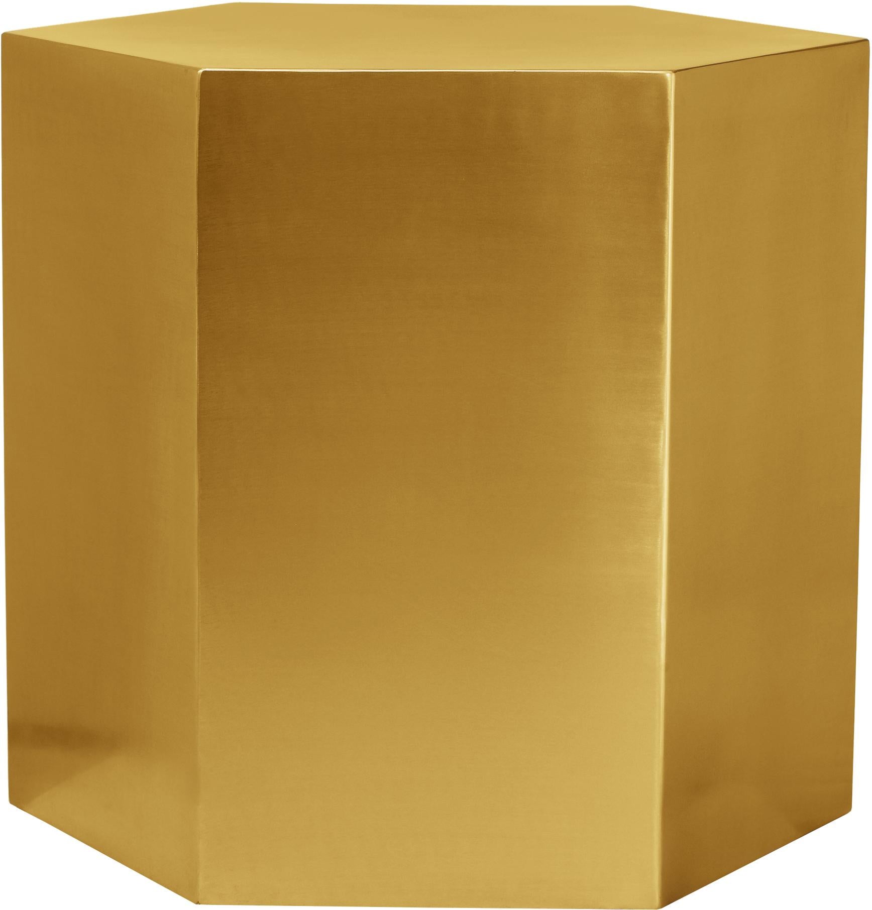 Hexagon Brushed Gold End Table - Luxury Home Furniture (MI)