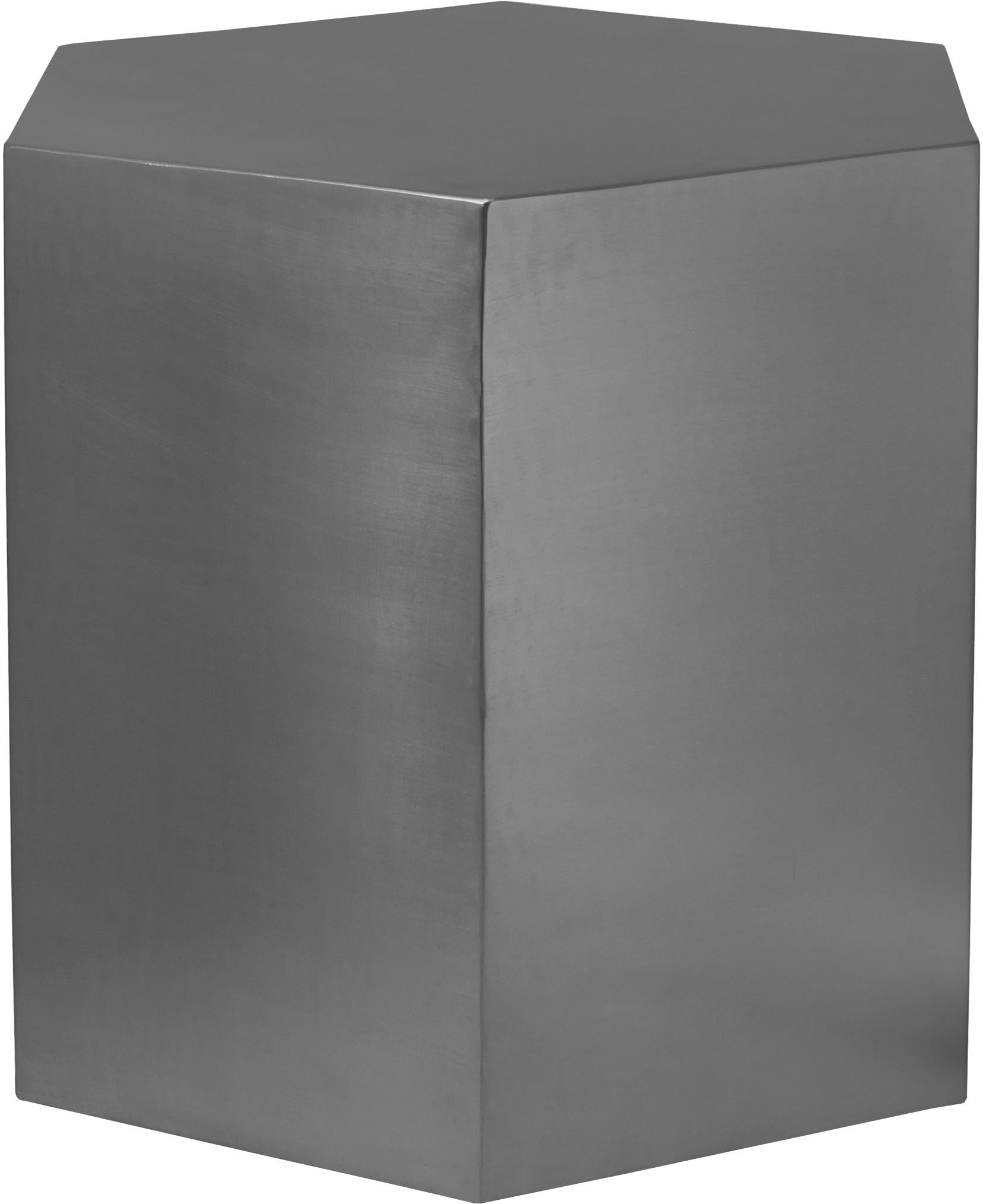 Hexagon Brushed Chrome End Table - Luxury Home Furniture (MI)